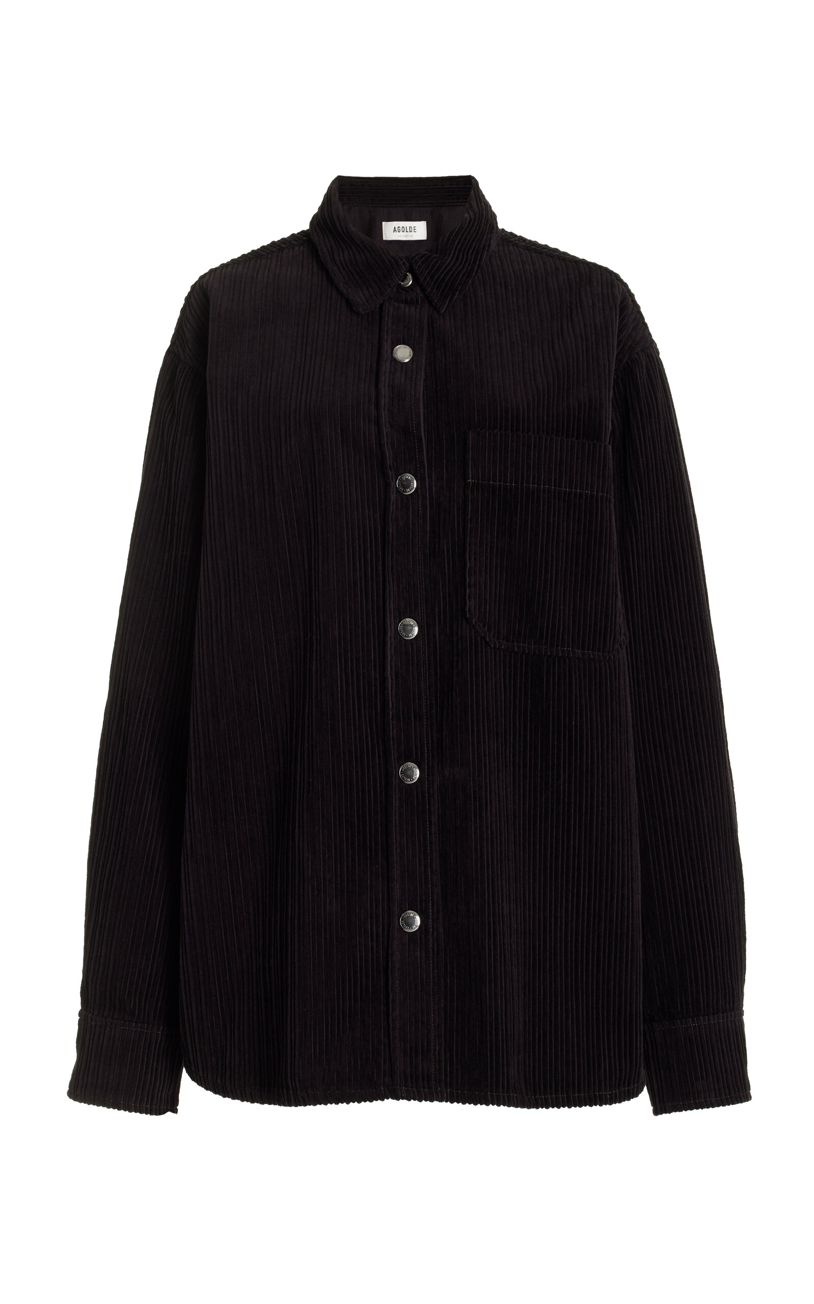 Agolde Odele Oversized Cotton-corduroy Shirt In Black