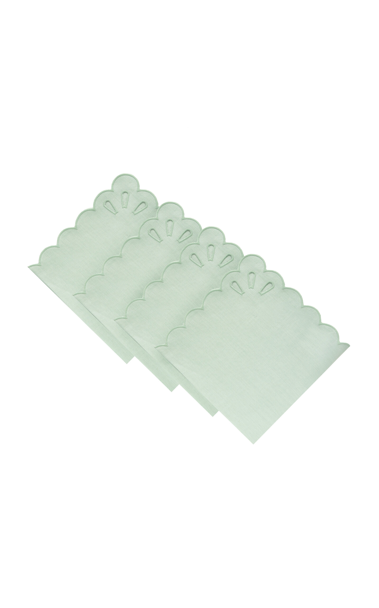 Moda Domus Set-of-four Handcrafted Linen Napkins In Green