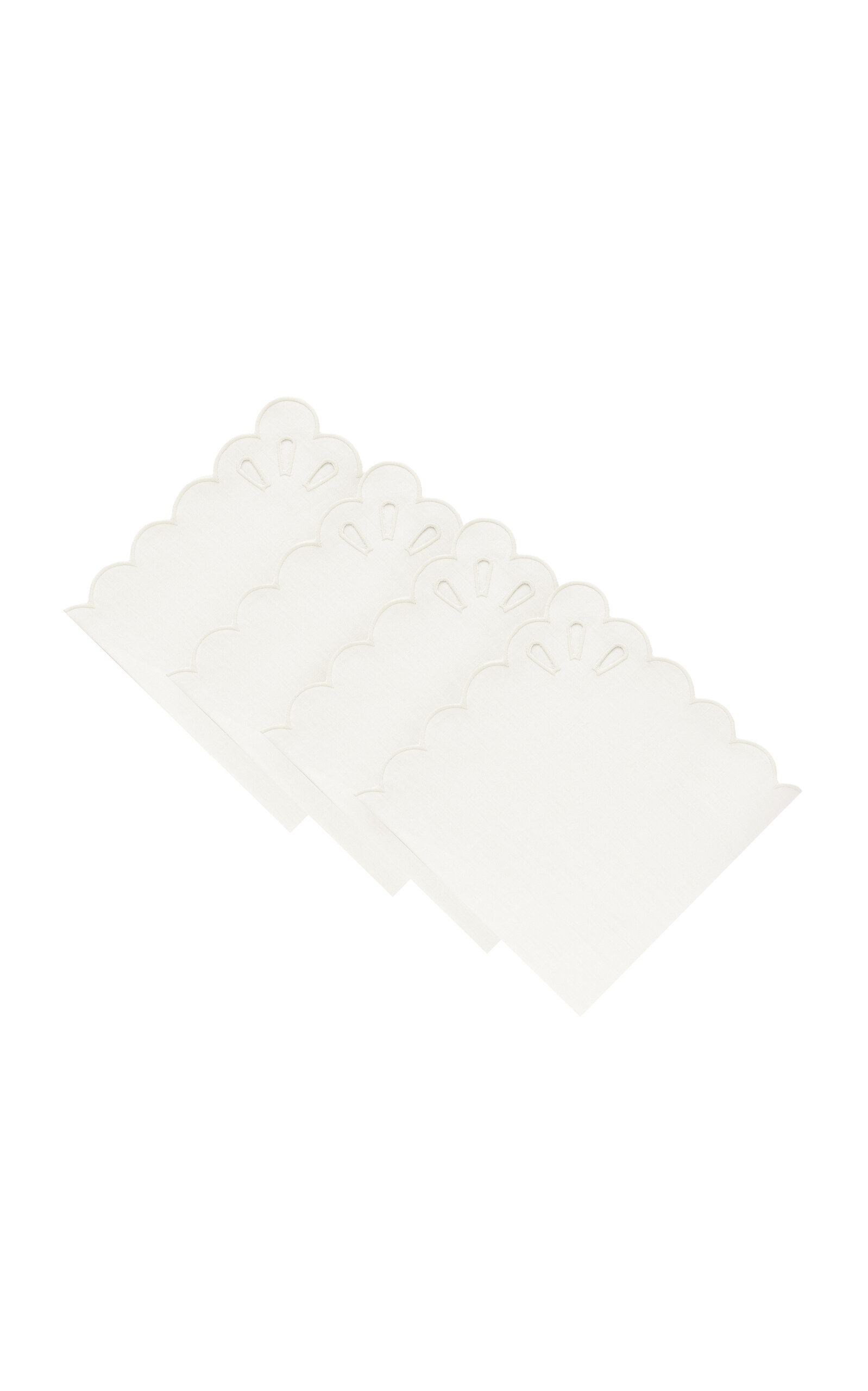 Moda Domus Set-of-four Handcrafted Linen Napkins In White