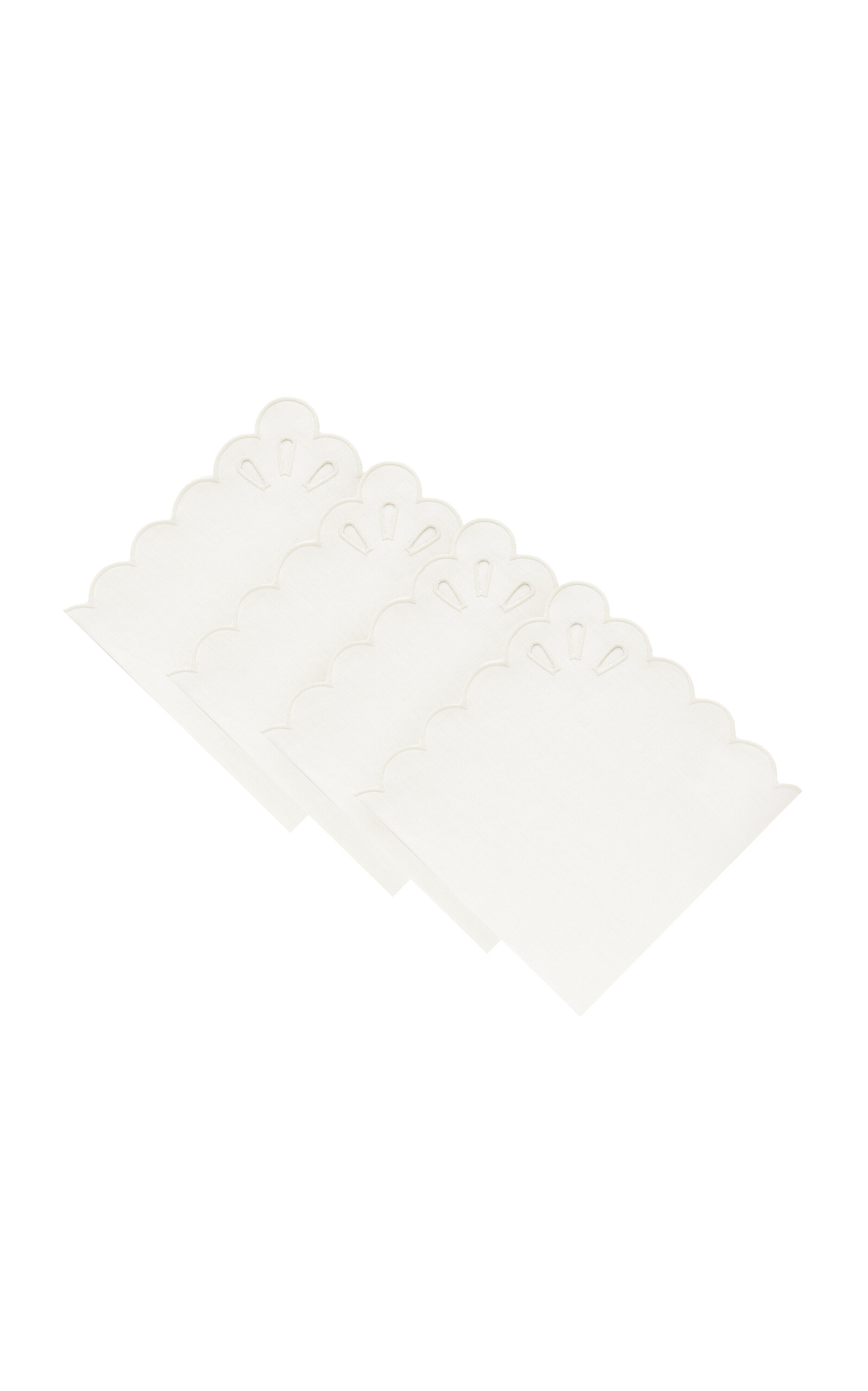 Moda Domus - Set-of-Four Handcrafted Linen Napkins - White - Moda Operandi