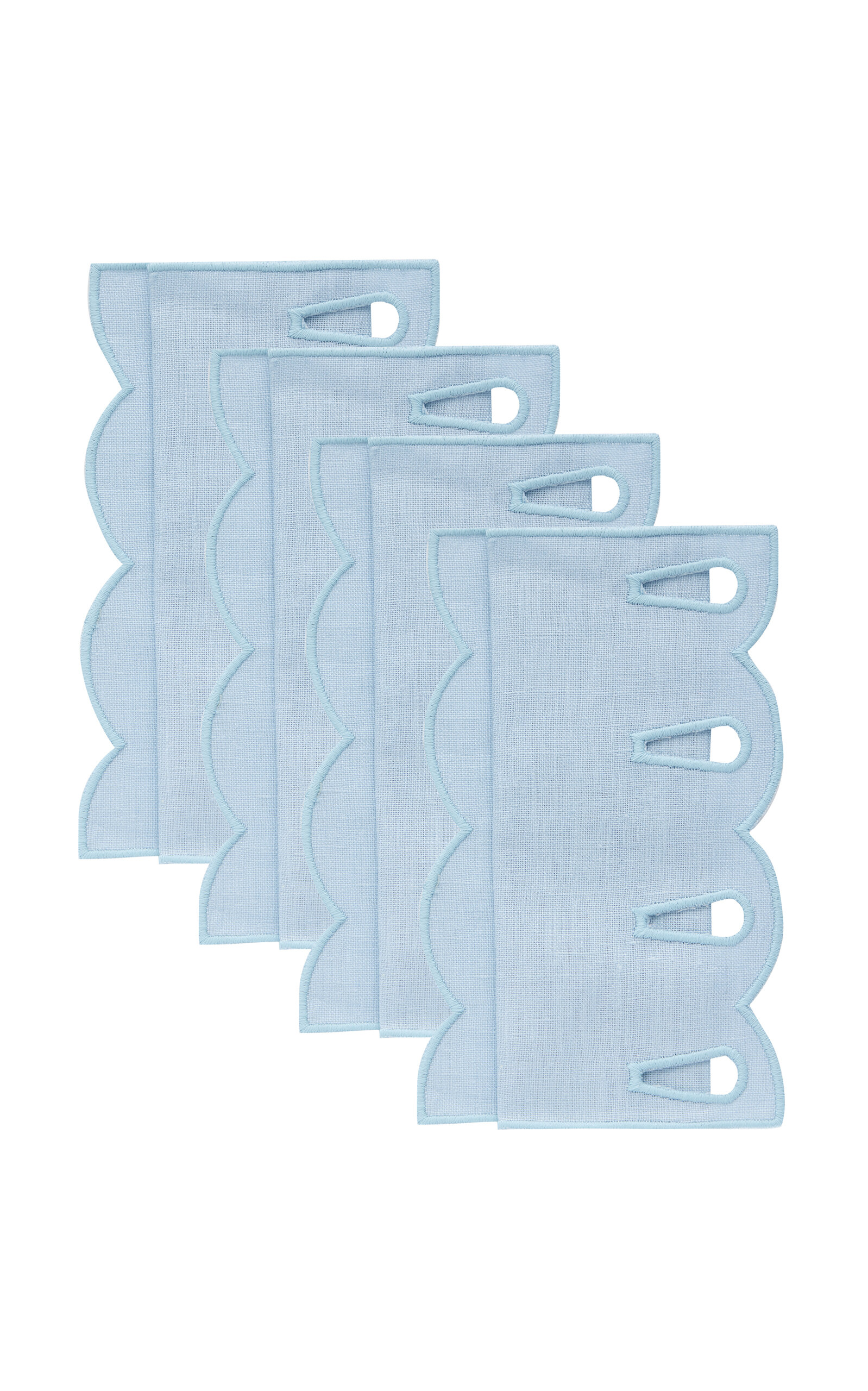 Moda Domus Set-of-four Handcrafted Linen Cocktail Napkins In Blue