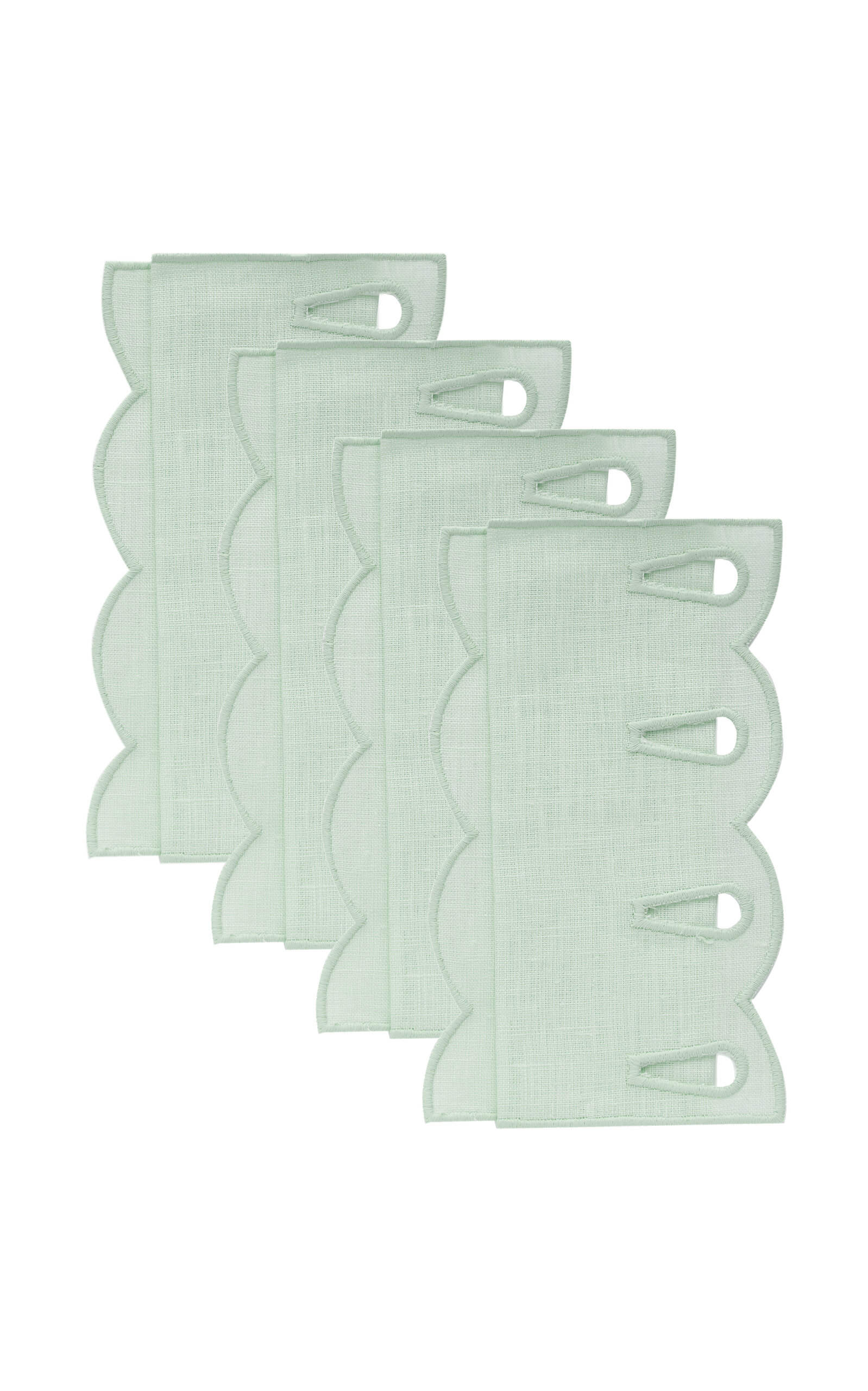 Moda Domus Set-of-four Handcrafted Linen Cocktail Napkins In Green