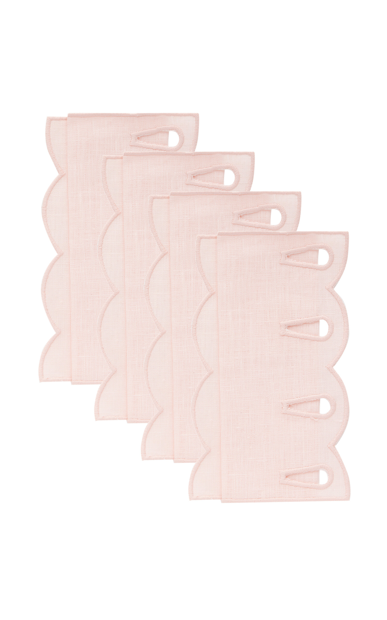 Moda Domus Set-of-four Handcrafted Linen Cocktail Napkins In Pink