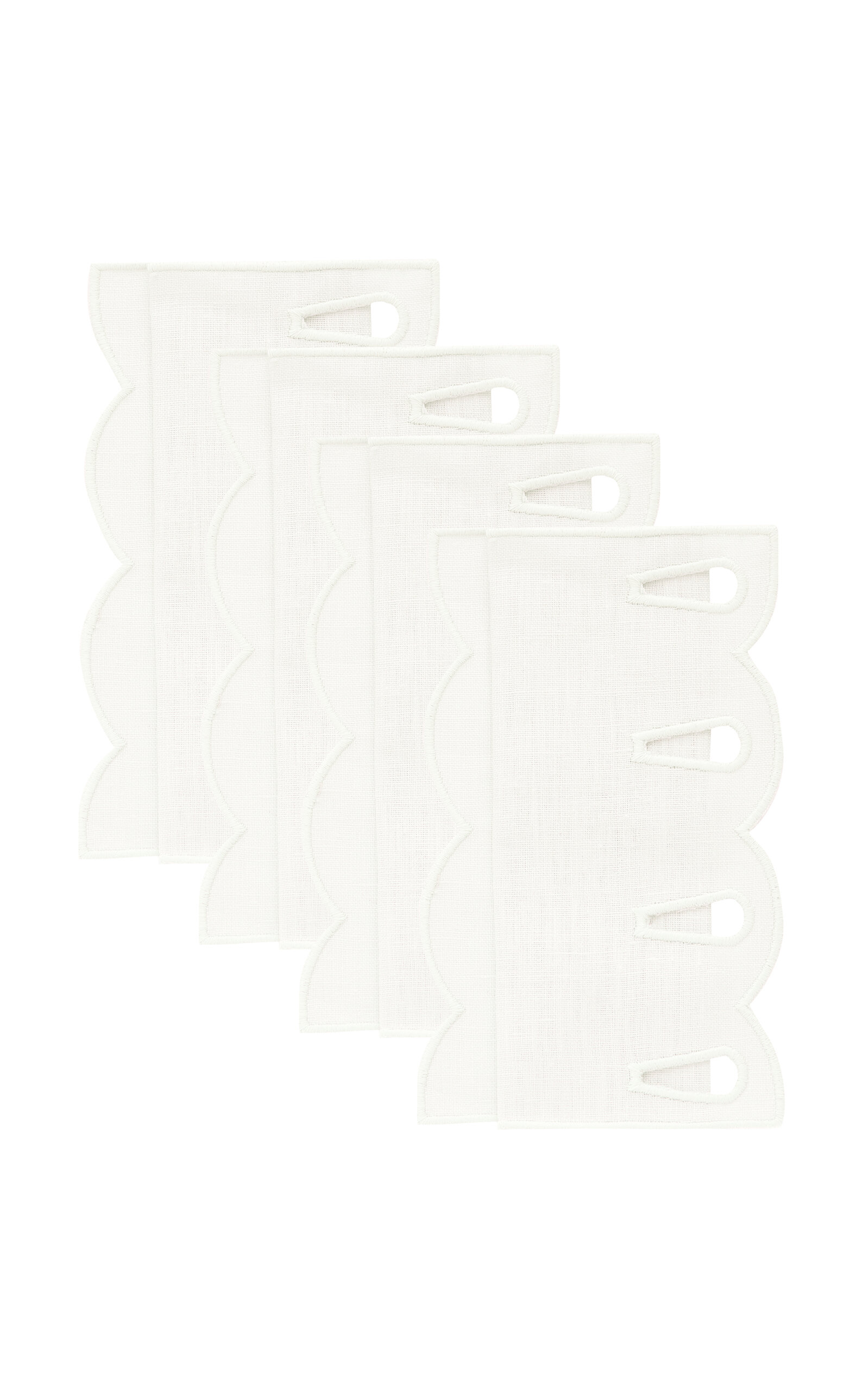 Moda Domus Set-of-four Handcrafted Linen Cocktail Napkins In White