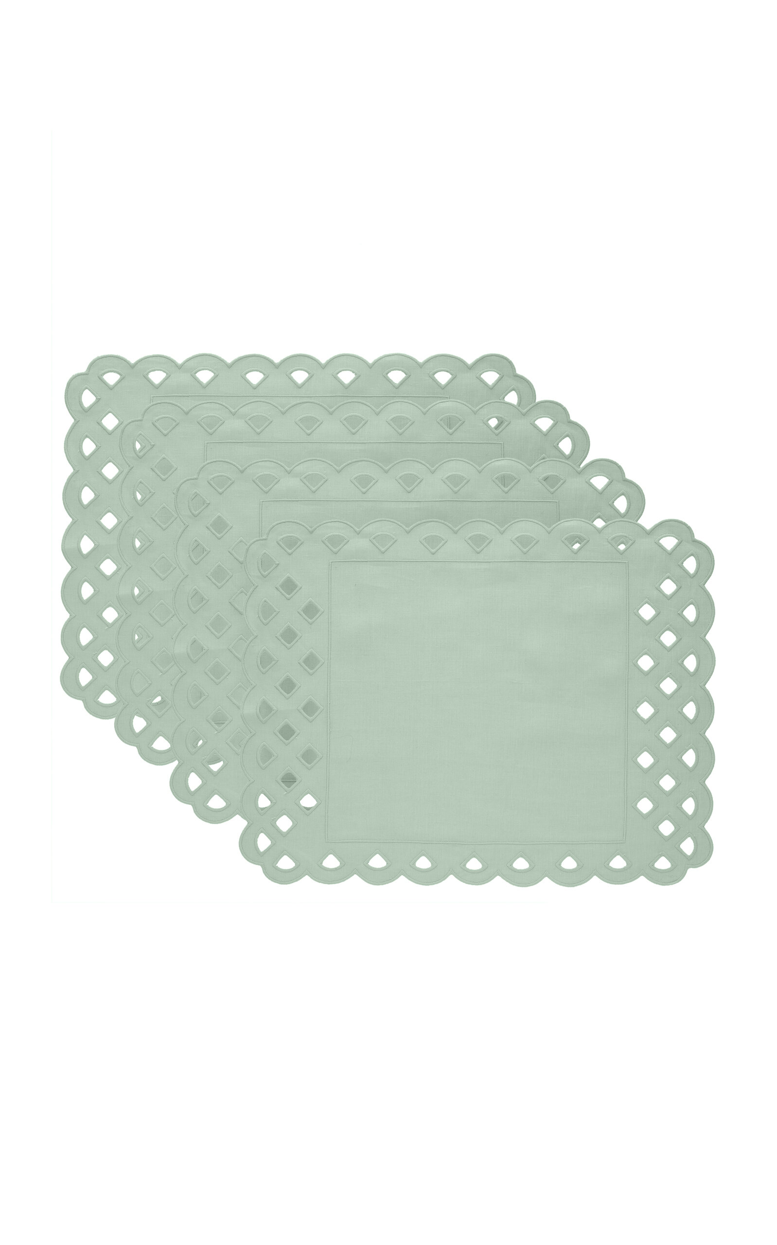 Moda Domus Set-of-four Handcrafted Linen Placemats In Green