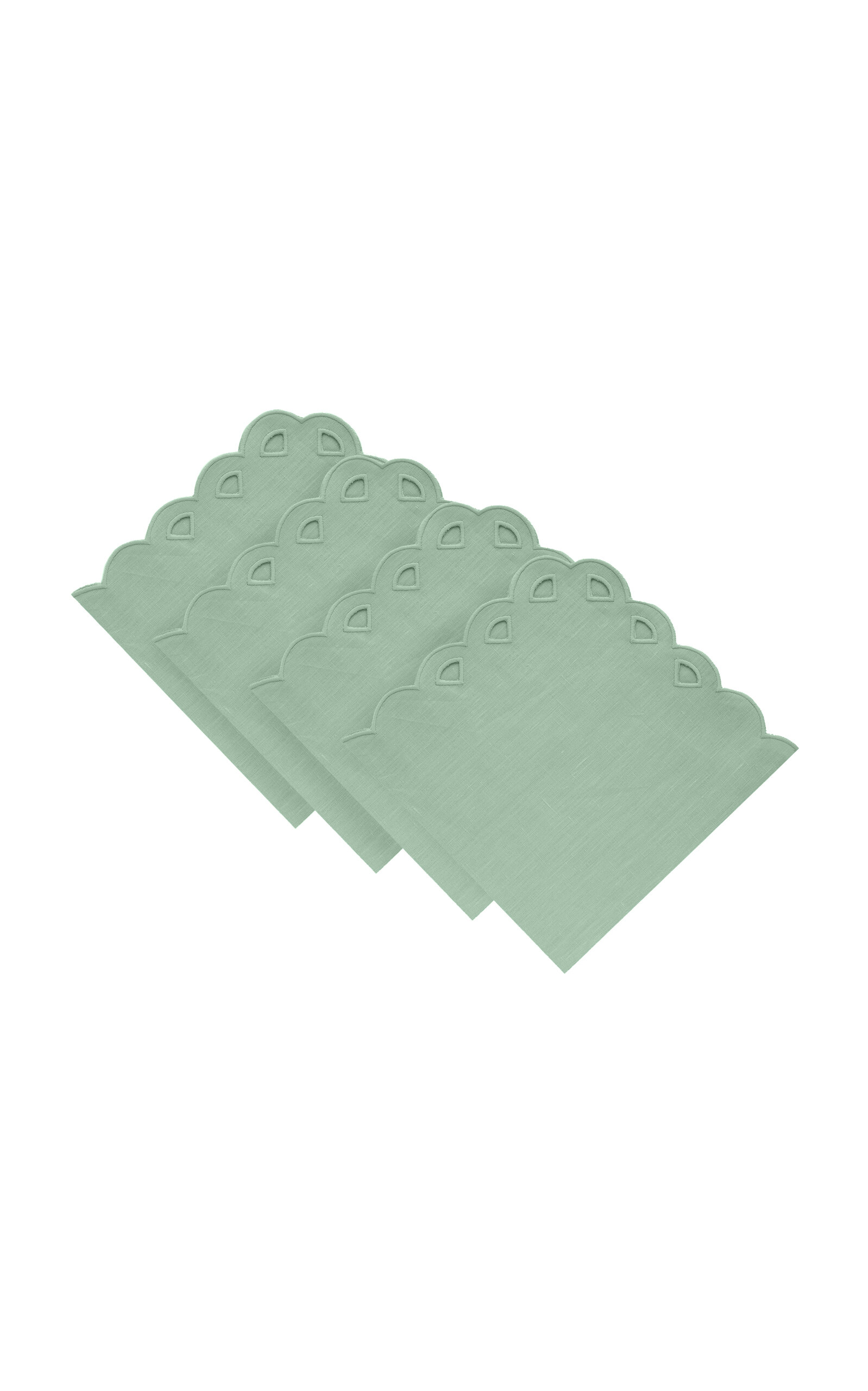 Moda Domus Set-of-four Handcrafted Linen Napkins In Green