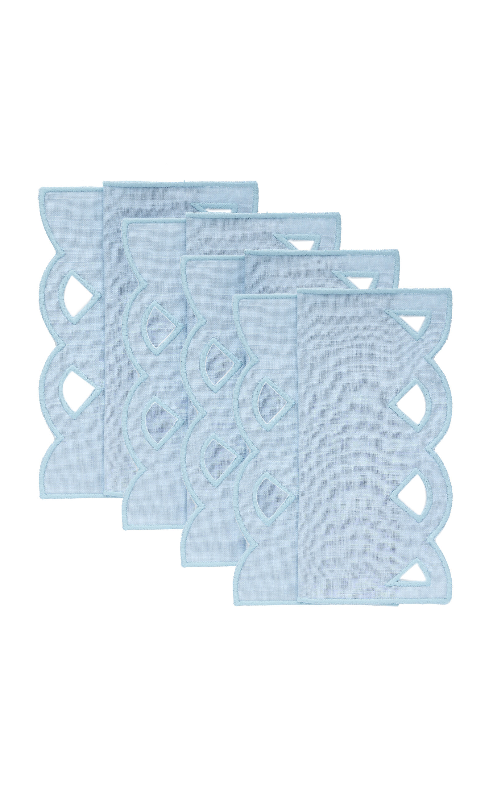 Moda Domus Set-of-four Handcrafted Linen Cocktail Napkins In Blue