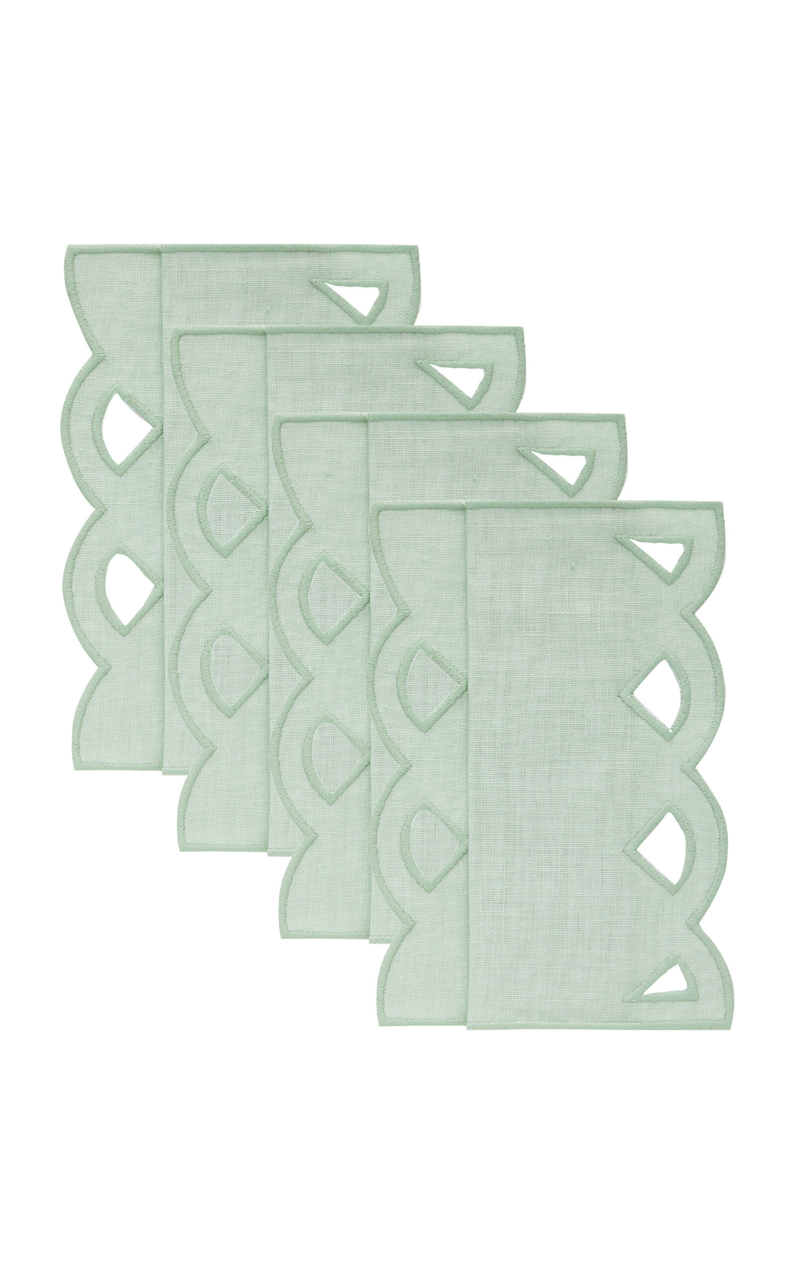 Moda Domus Set-of-four Handcrafted Linen Cocktail Napkins In Green