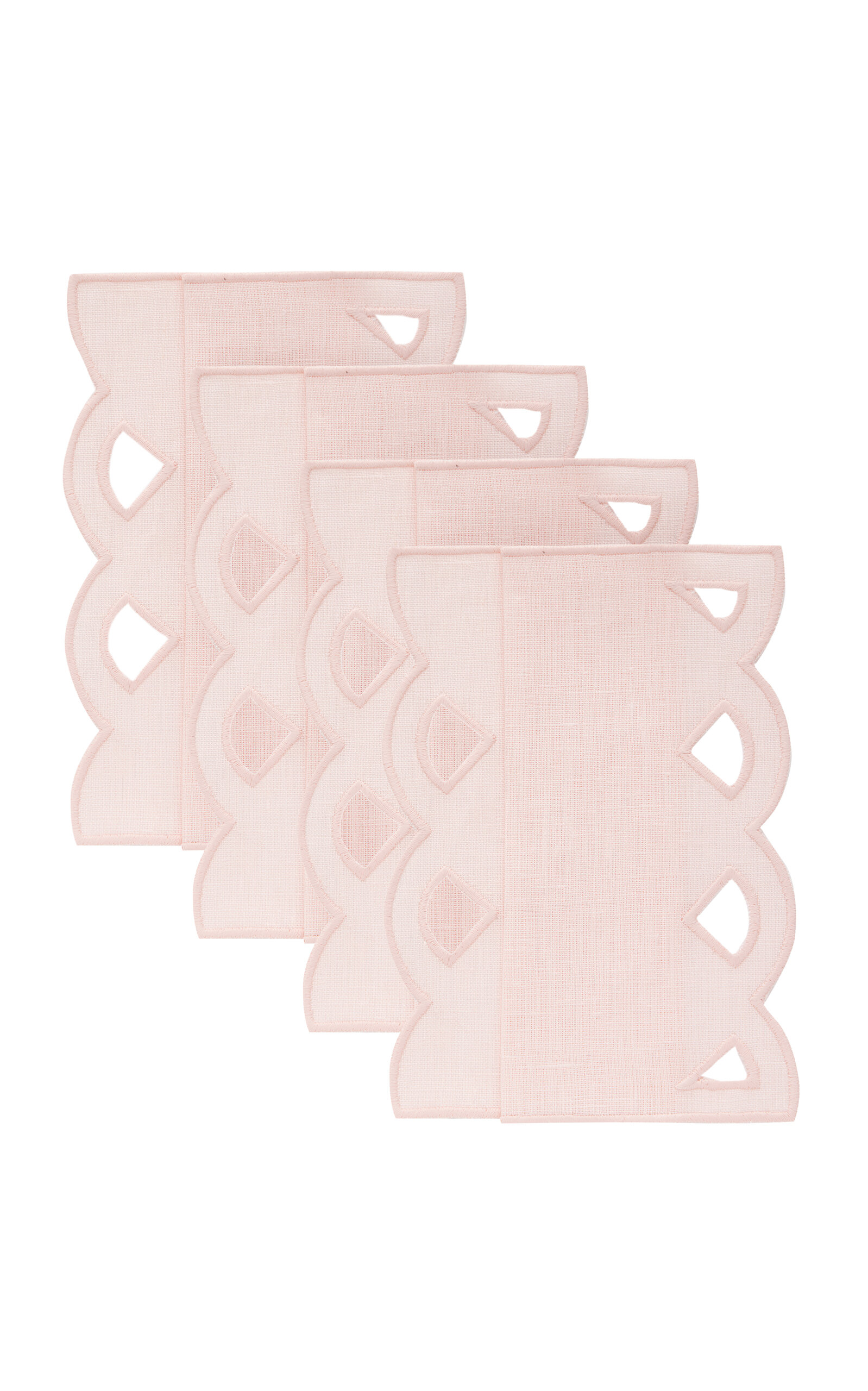 Moda Domus Set-of-four Handcrafted Linen Cocktail Napkins In Pink