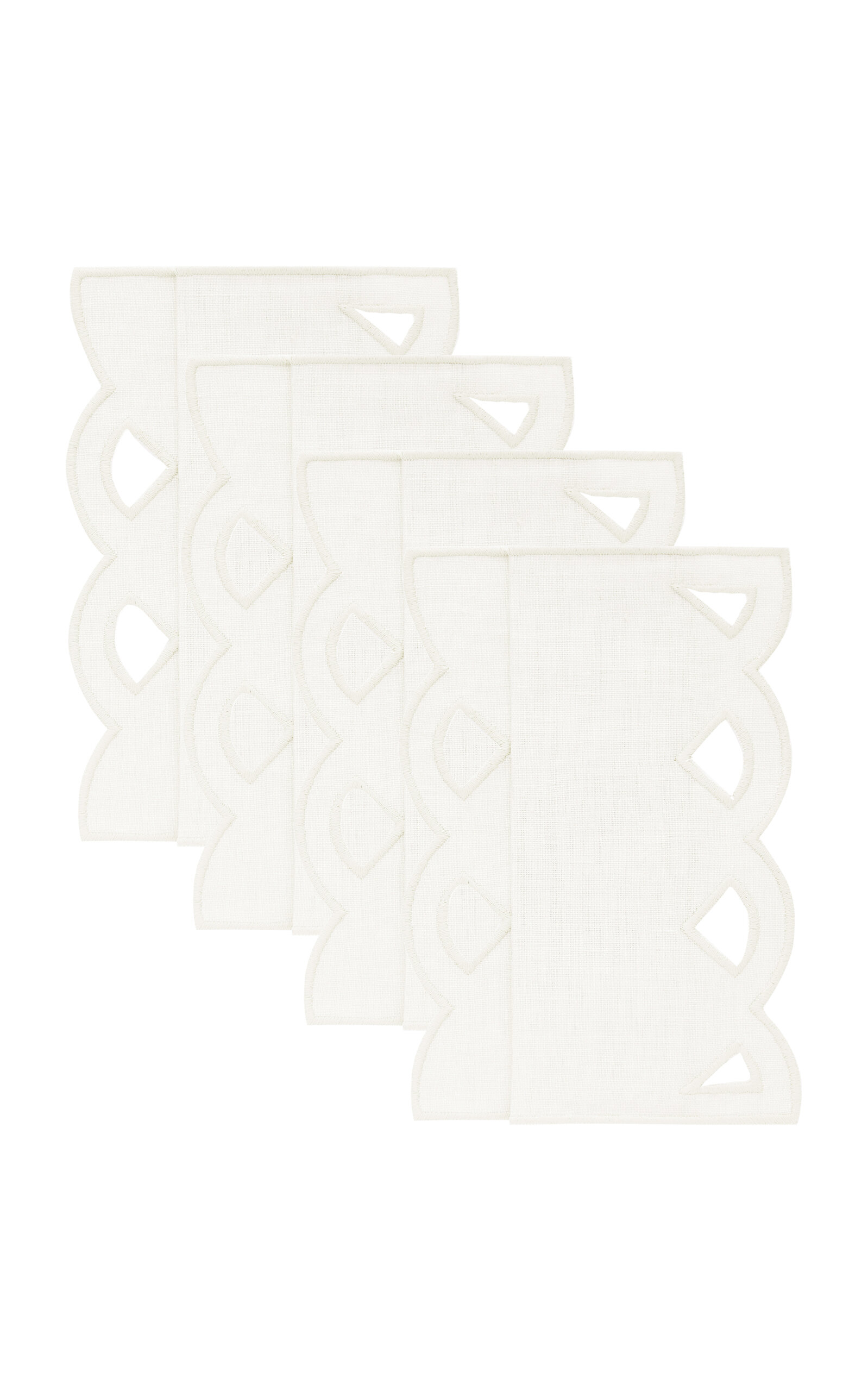Moda Domus Set-of-four Handcrafted Linen Cocktail Napkins In White