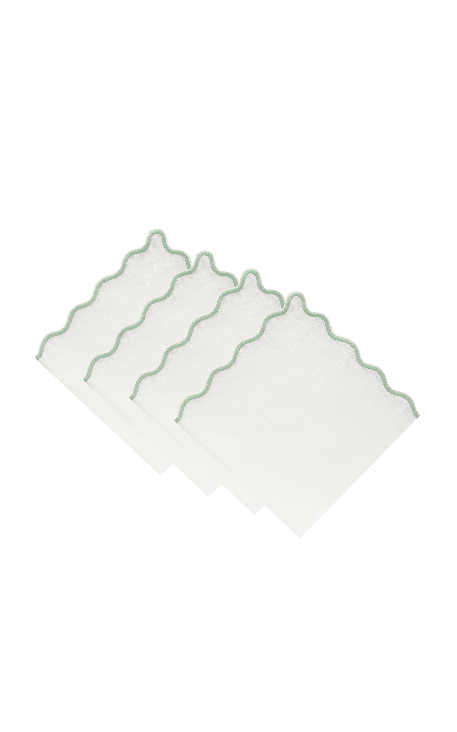 Moda Domus Set-of-four Handcrafted Linen Napkins In Green