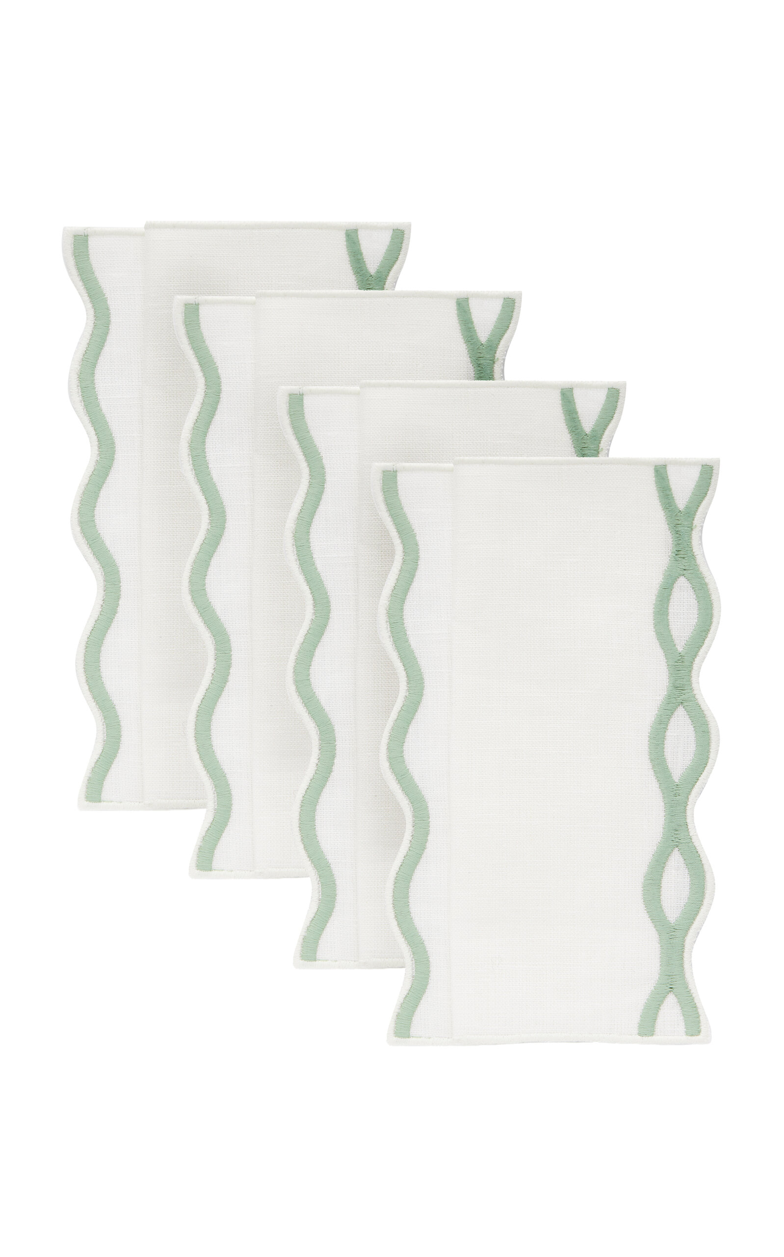 Moda Domus Set-of-four Handcrafted Linen Cocktail Napkins In Green