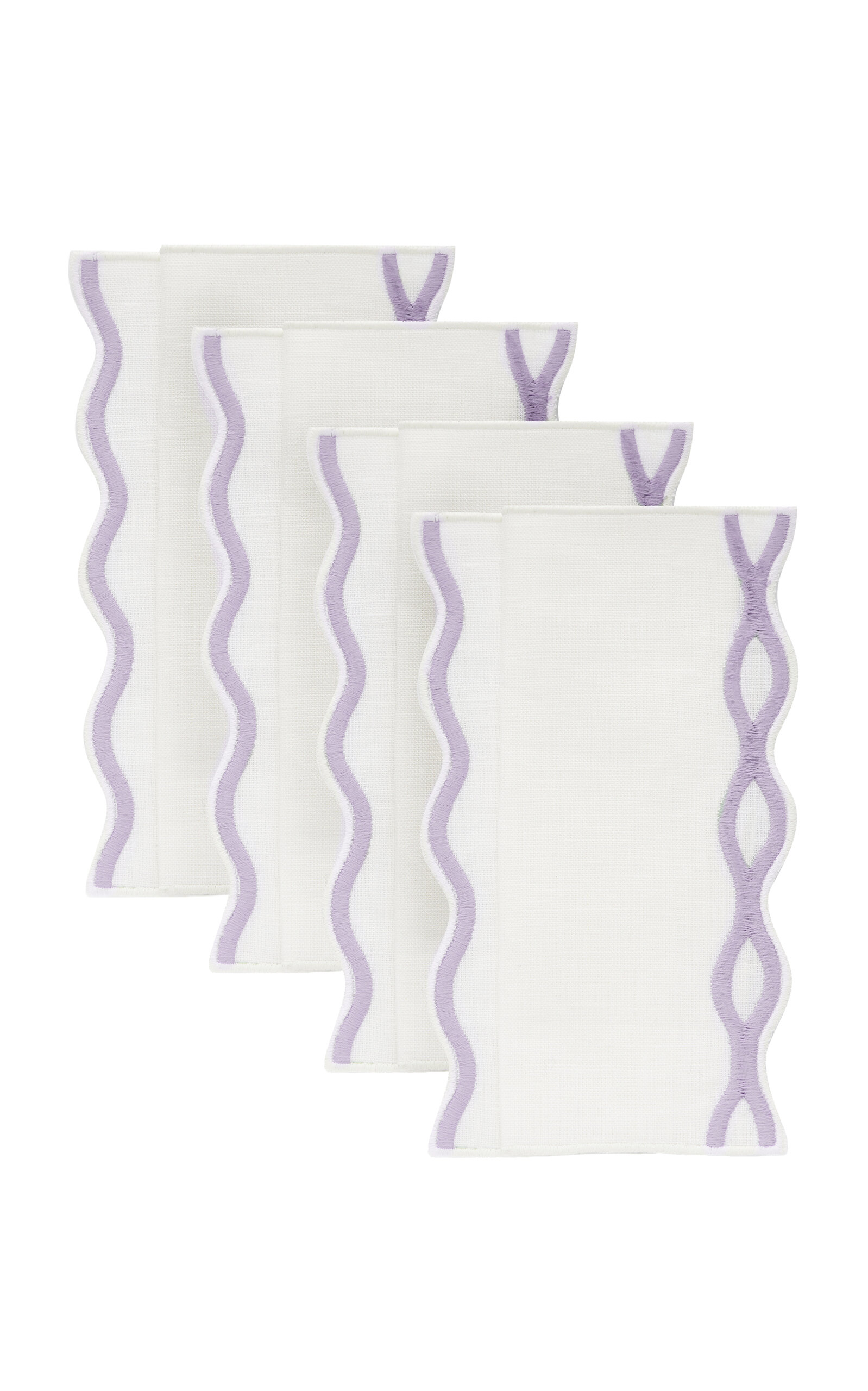 Moda Domus Set-of-four Handcrafted Linen Cocktail Napkins In Purple