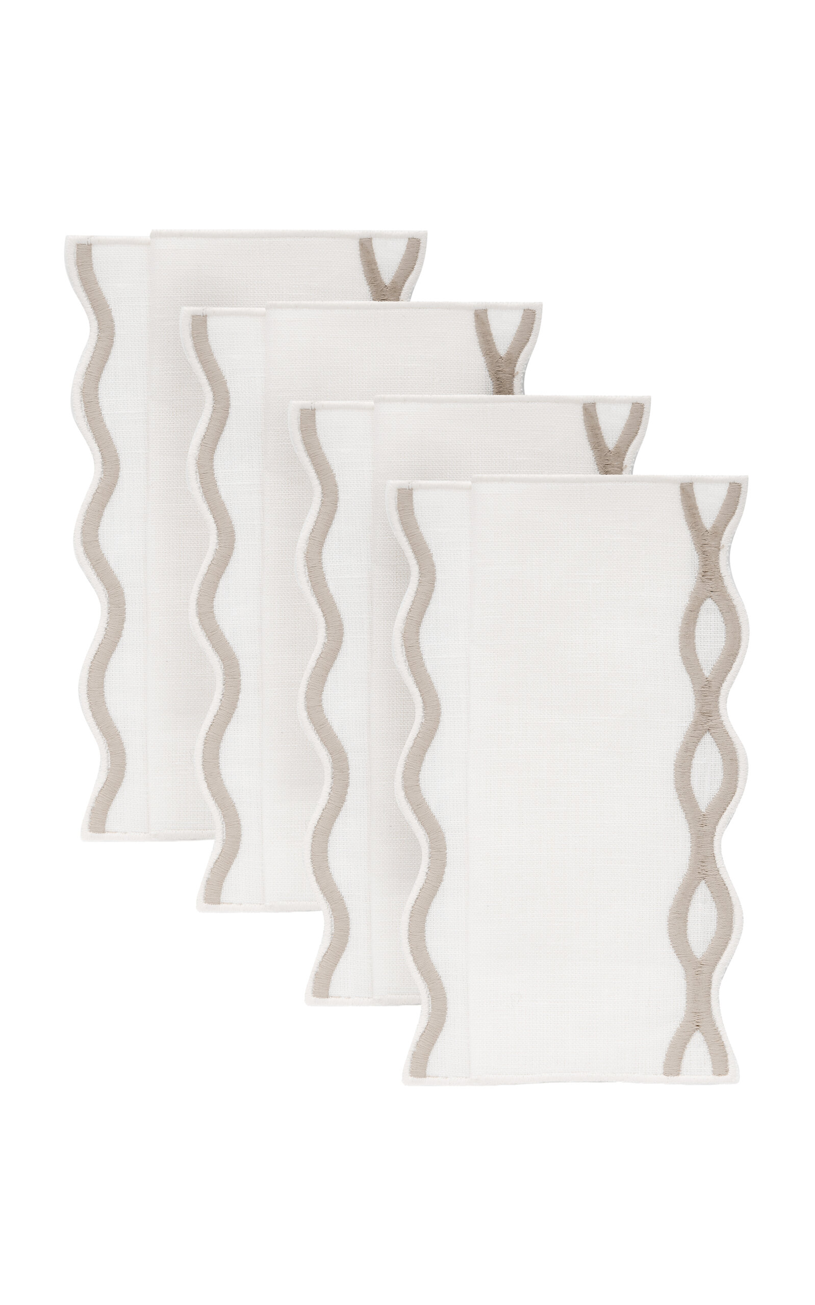 Moda Domus Set-of-four Handcrafted Linen Cocktail Napkins In Taupe