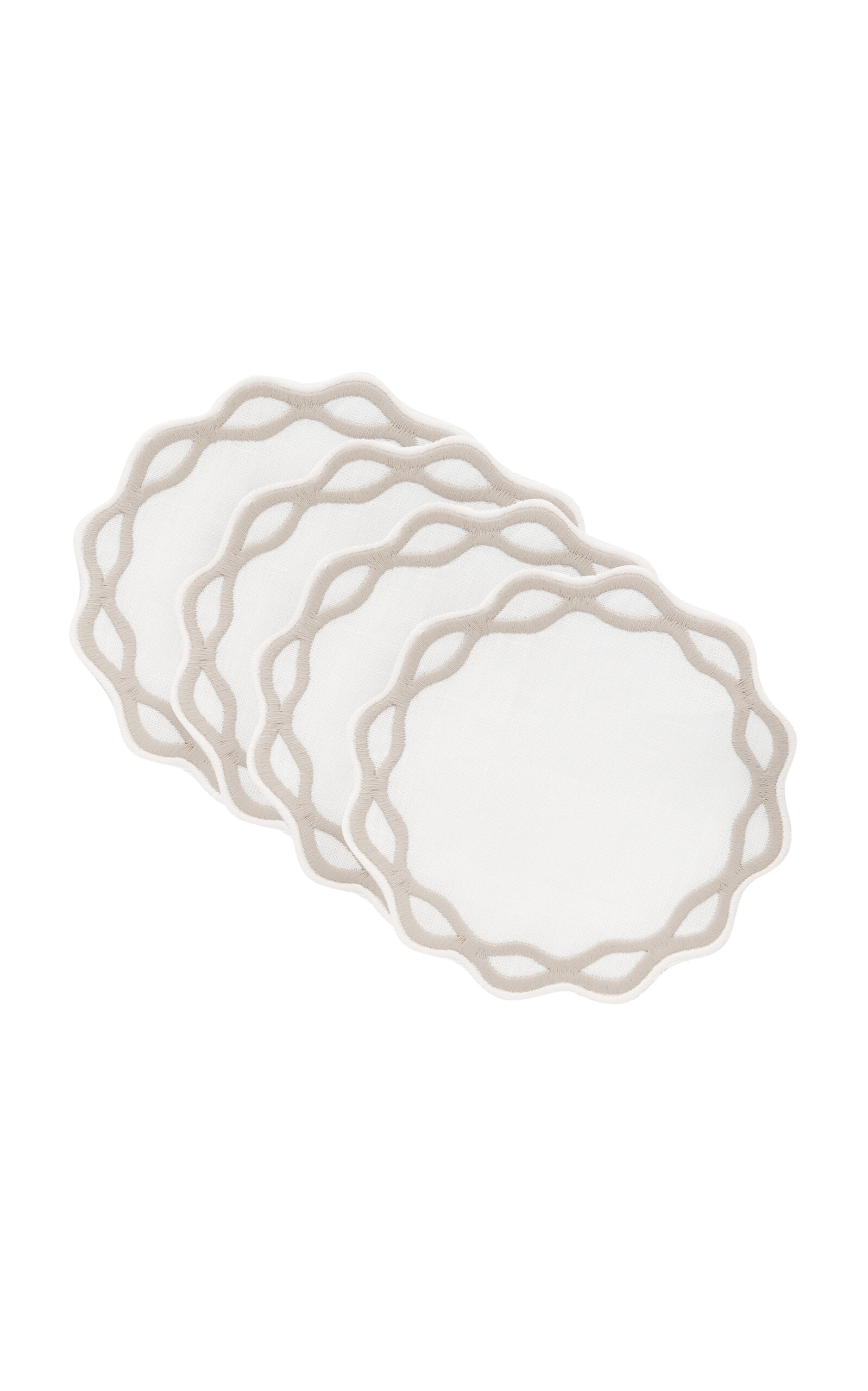 Moda Domus Set-of-Four Handcrafted Linen Coasters - Taupe