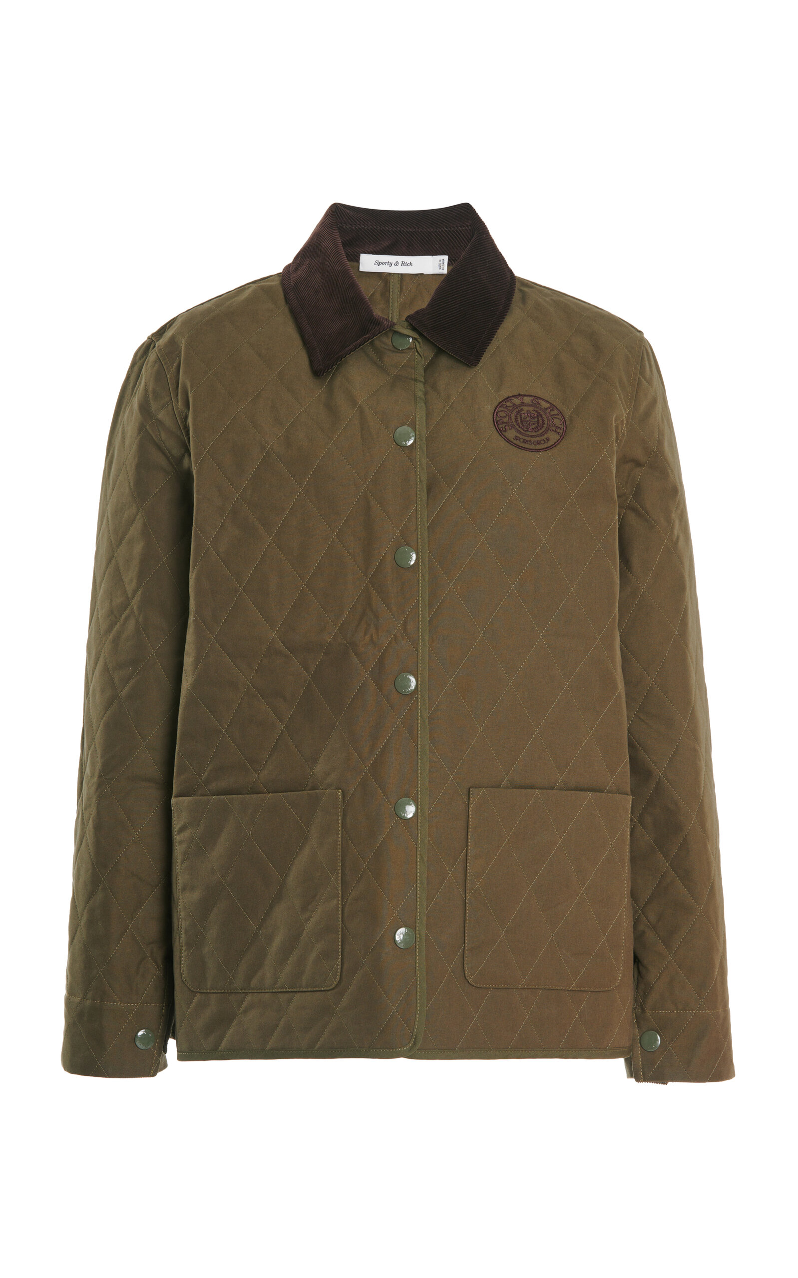 Sporty And Rich Connecticut Crest Quilted Jacket In Brown