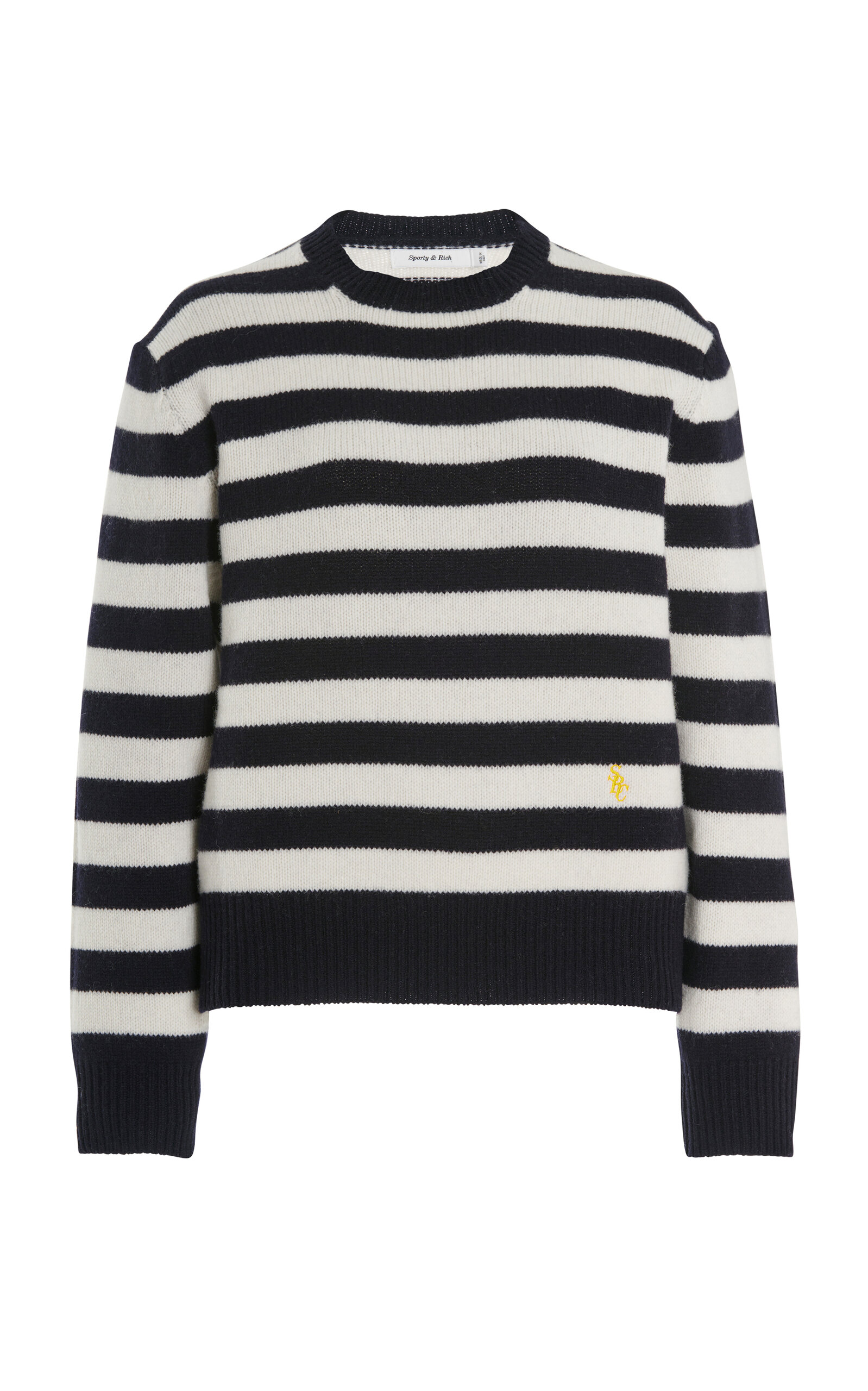 Sporty And Rich Striped Wool Sweater In Navy,beige