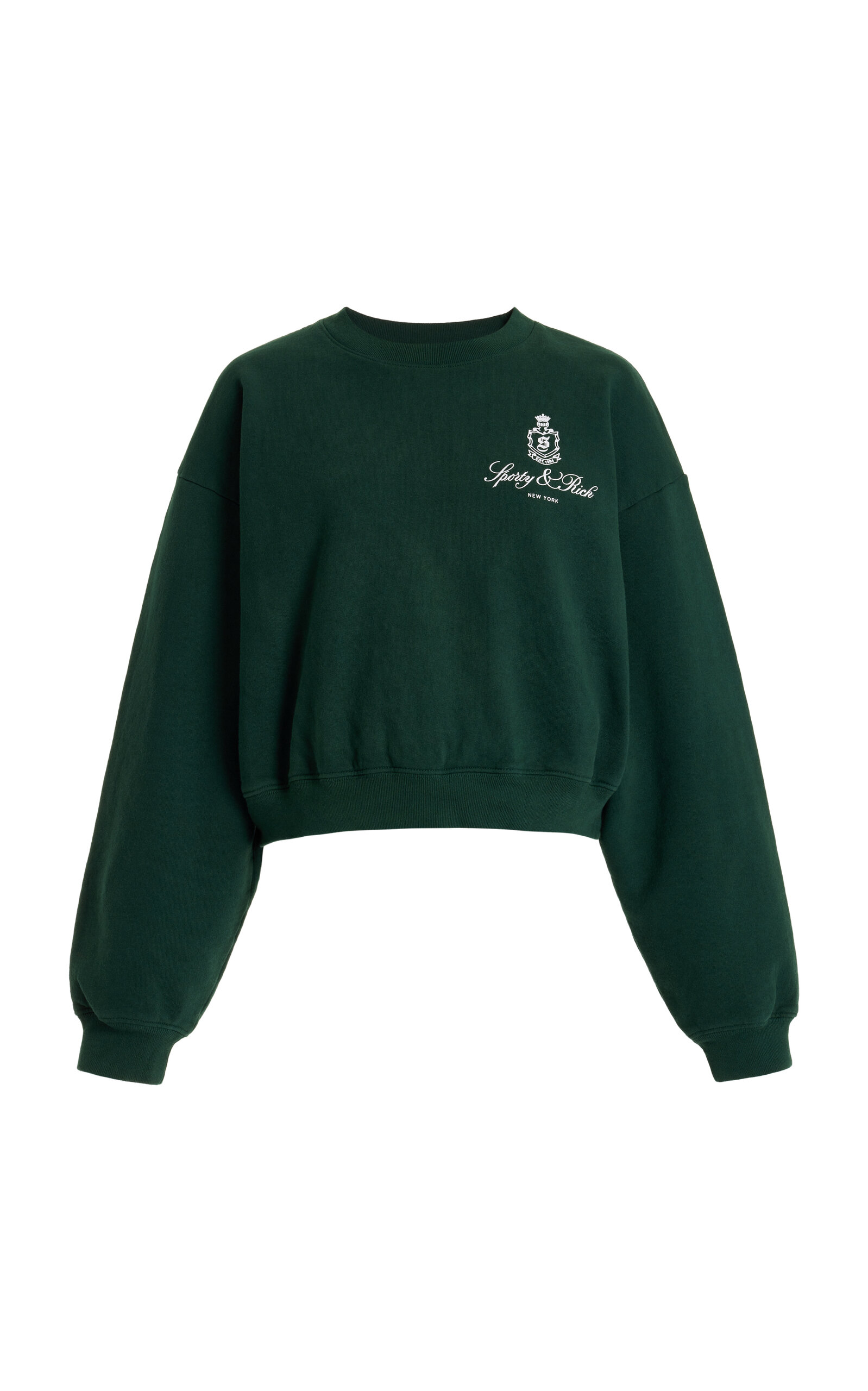 SPORTY AND RICH VENDOME CROPPED COTTON SWEATSHIRT
