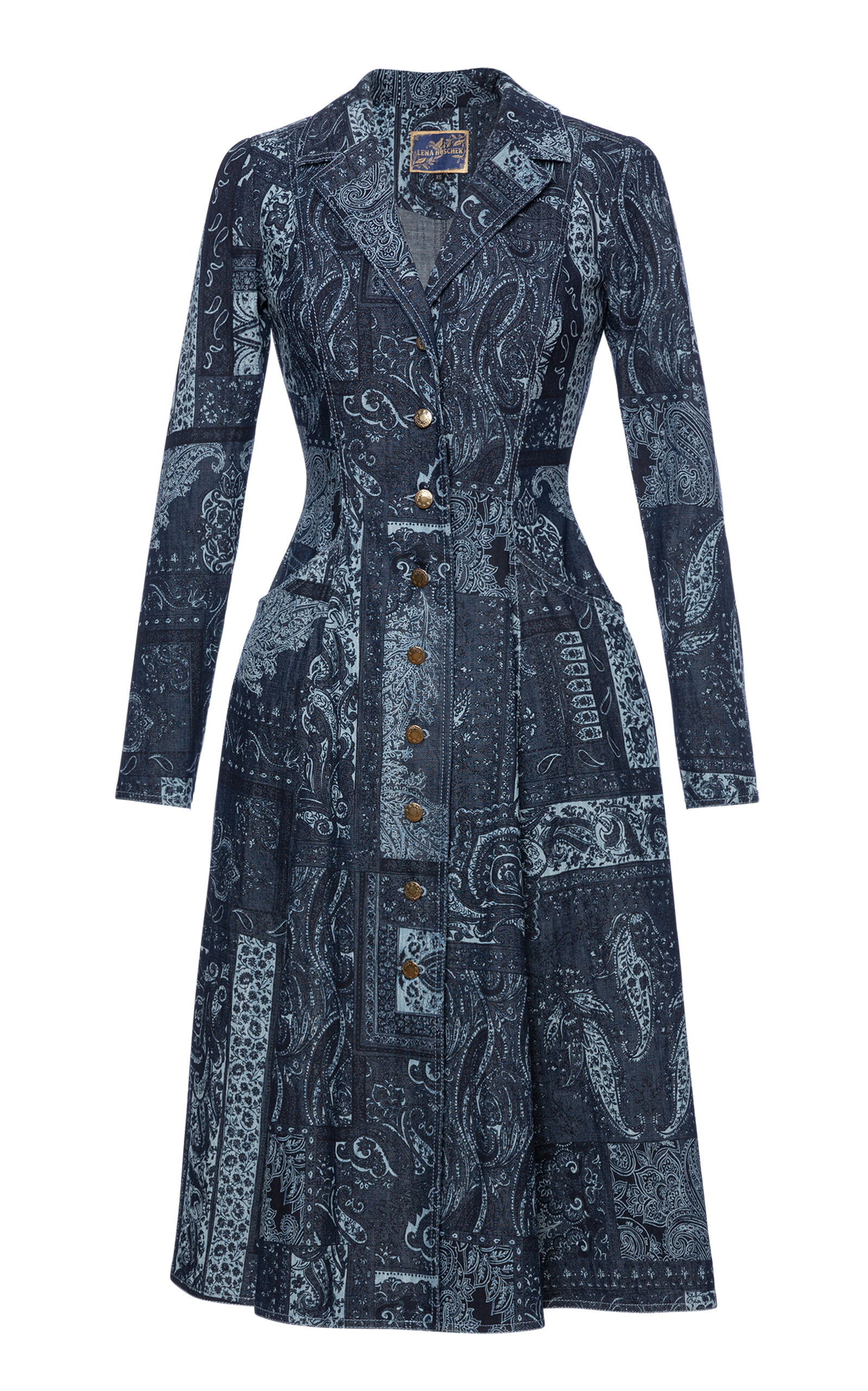 Lena Hoschek Women's Jill Denim Paisley Midi Dress In Dark Wash