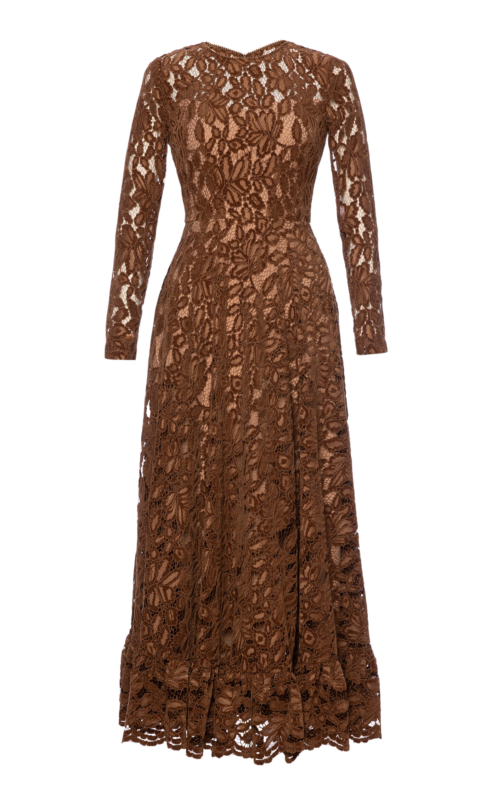 Lena Hoschek Women's Miley Guipure Lace Midi Dress In Brown