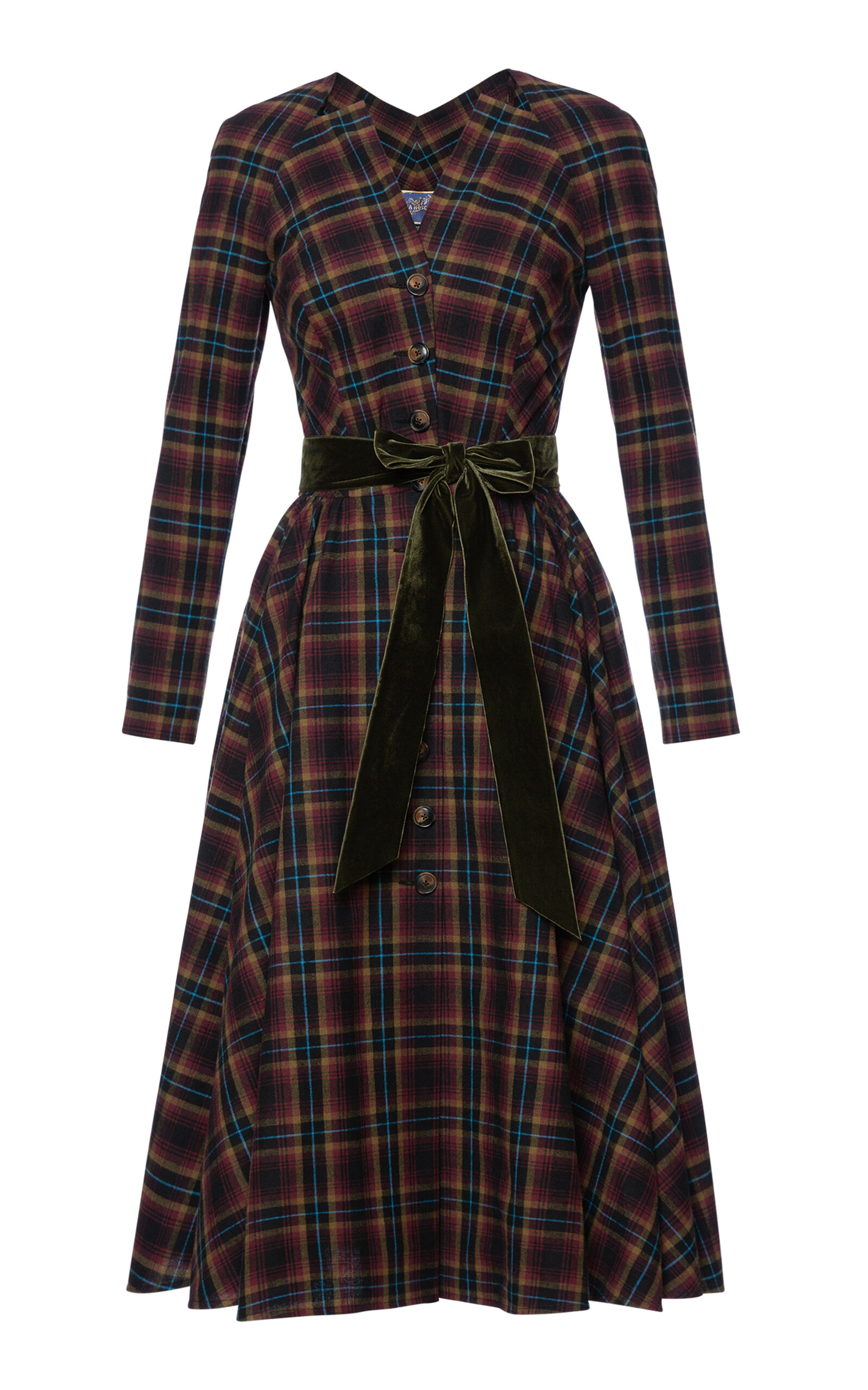 Lena Hoschek Douglas Flannel Cotton Midi Dress In Plaid