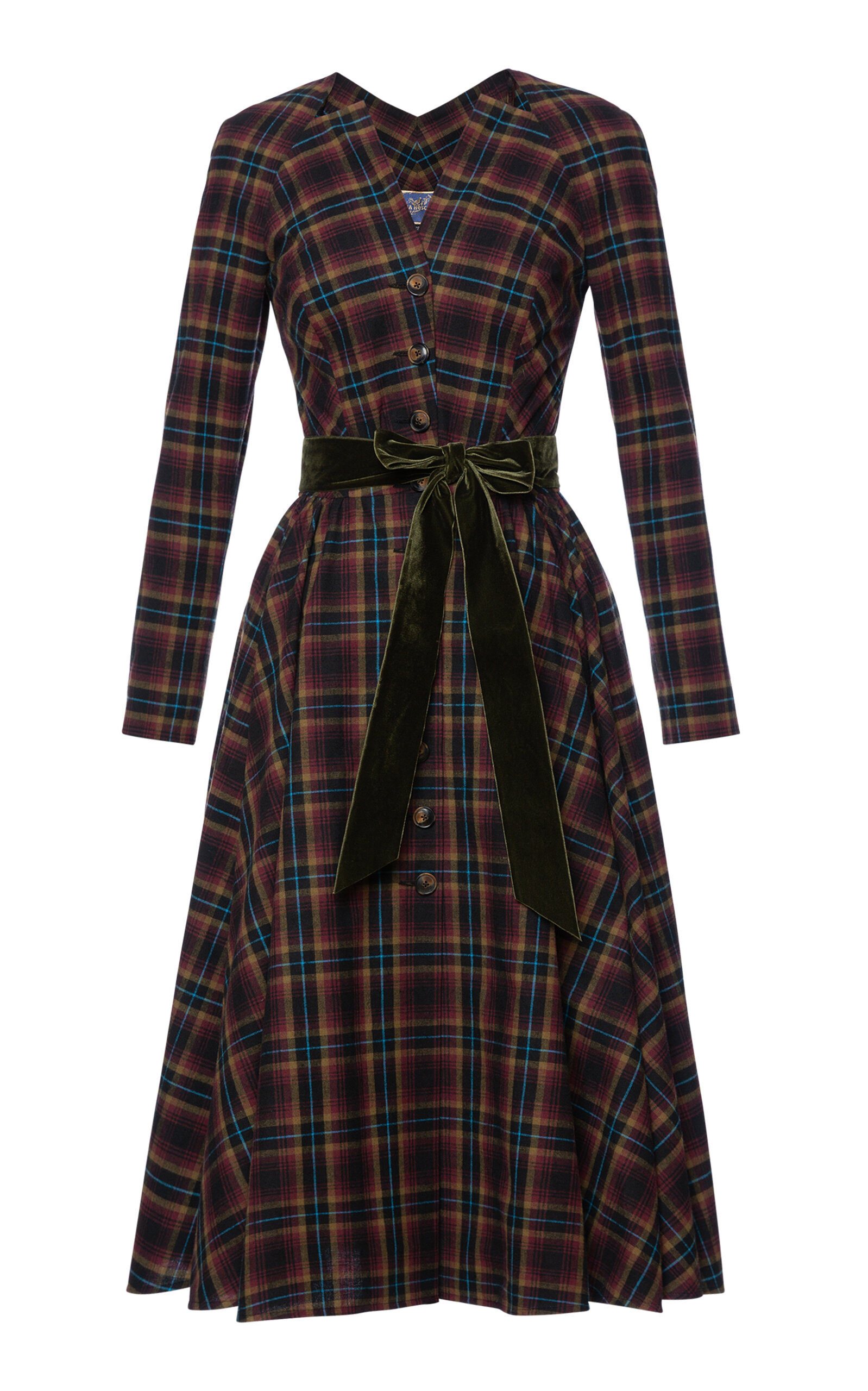Lena Hoschek Women's Douglas Cotton Flannel Midi Dress In Plaid