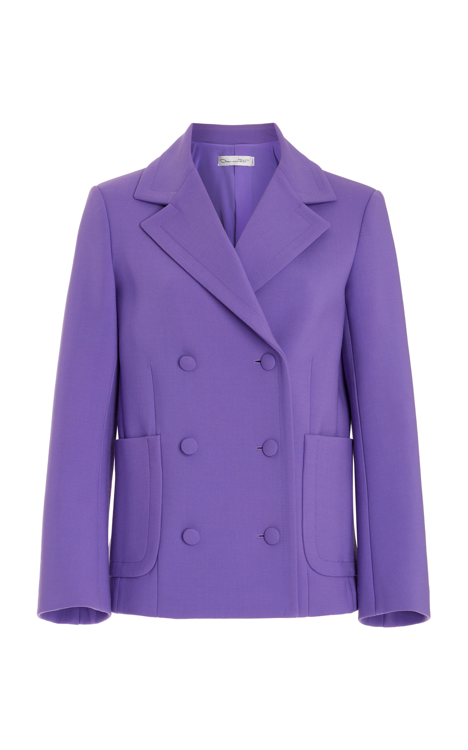 Shop Oscar De La Renta Stretch-wool Jacket In Purple