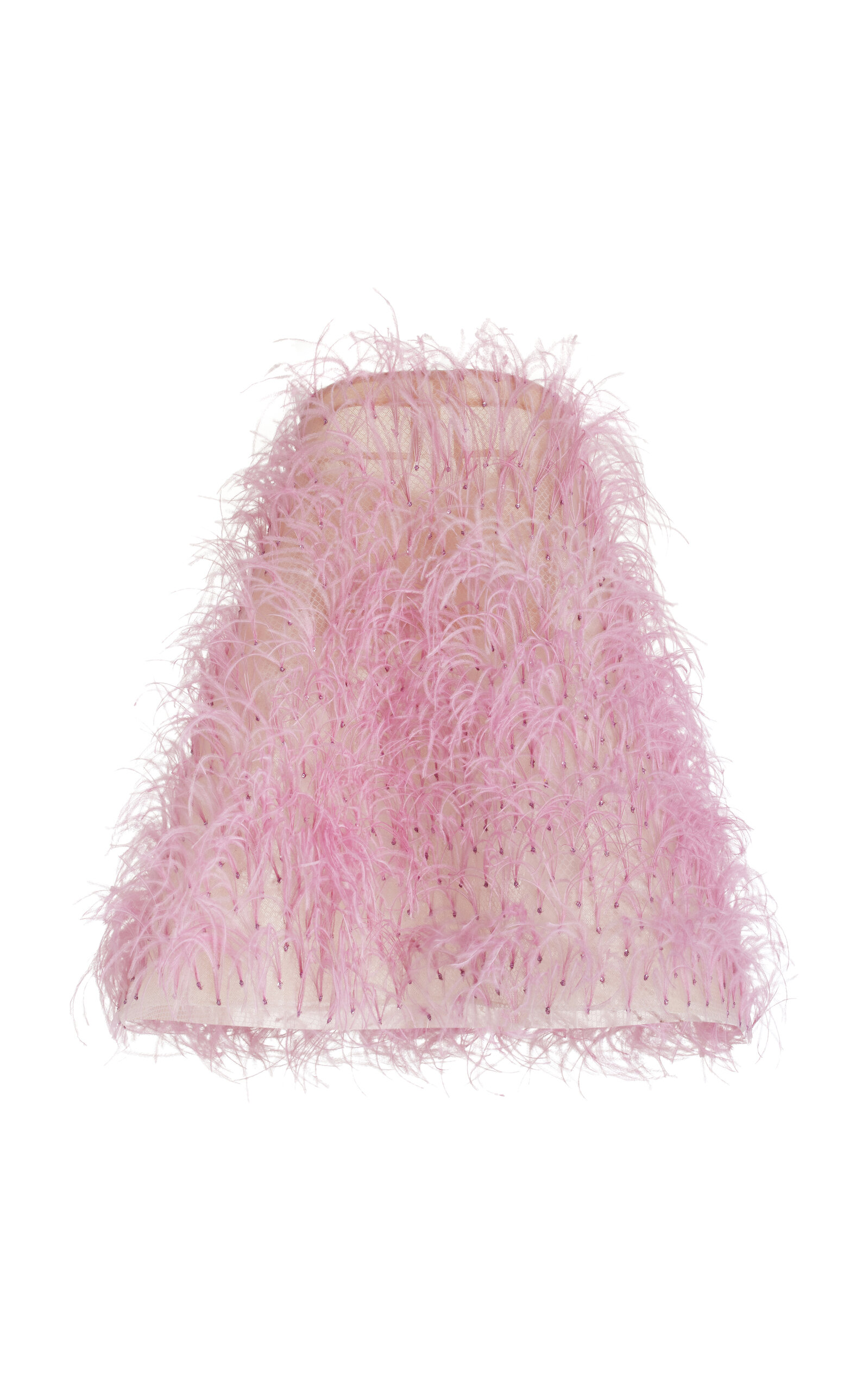 Oscar De La Renta Strapless Feather Embroidered Dress In Pink
