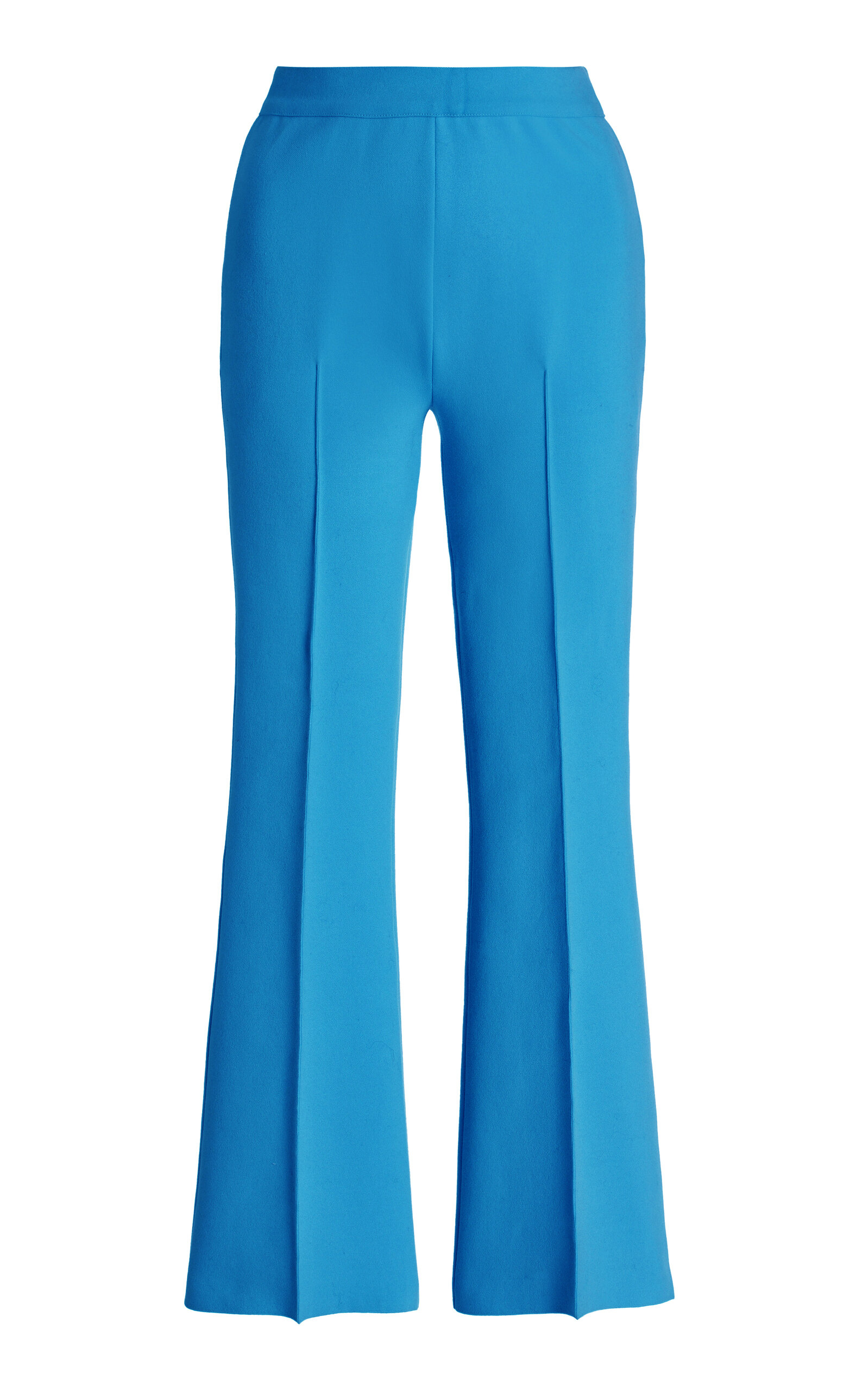 Shop High Sport Kick Flared Stretch-cotton Knit Pants In Royal Blue