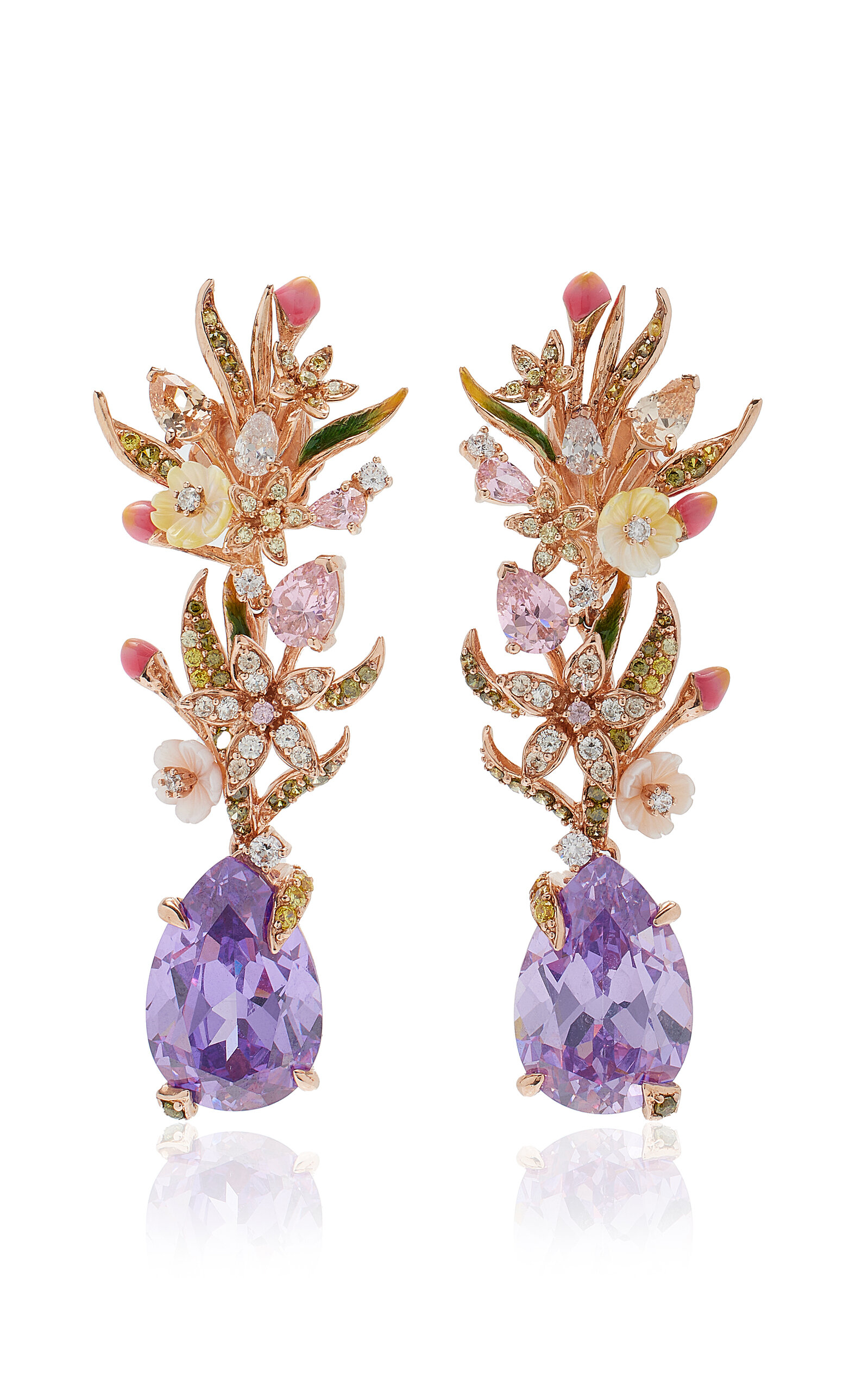 Anabela Chan 18k Rose Gold Lilac Posie Multi-stone Earrings In Purple