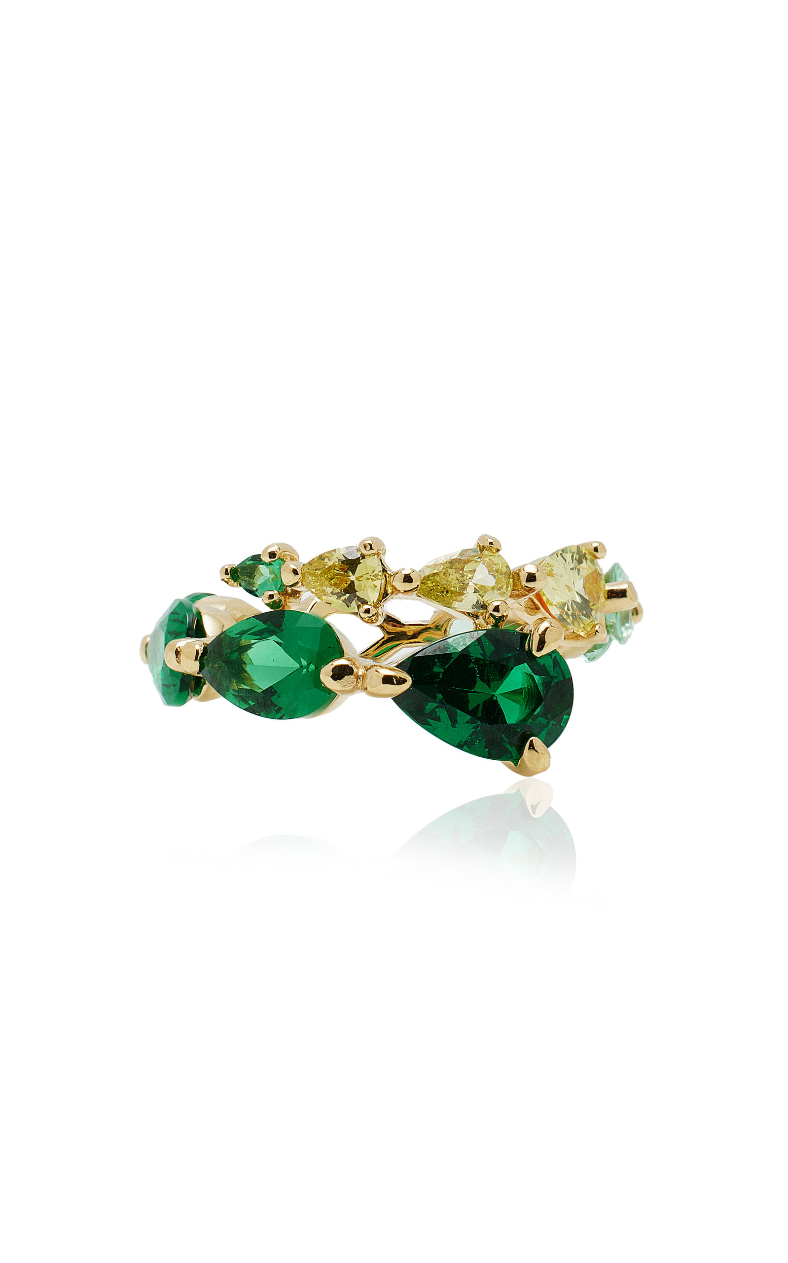 Anabela Chan 18k Gold Vermeil Emerald Nova Coil Ring In Green