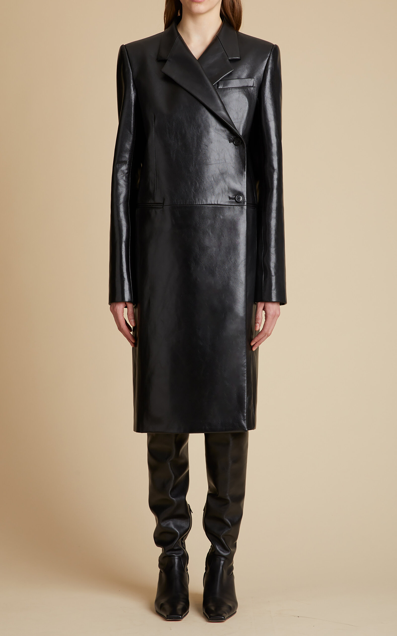Khaite Women s Kento Leather Trench Coat In Black ModeSens