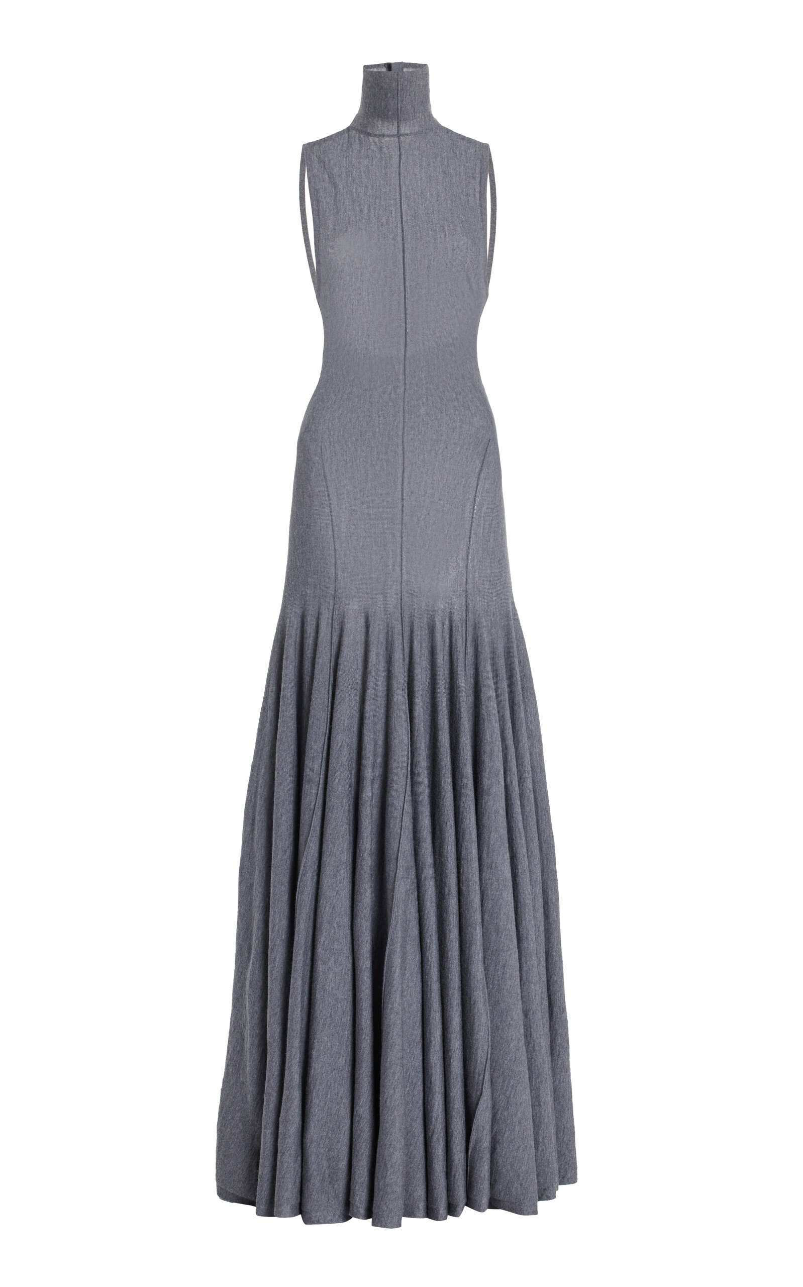 Khaite Romee Open-back Wool Maxi Dress In Grey
