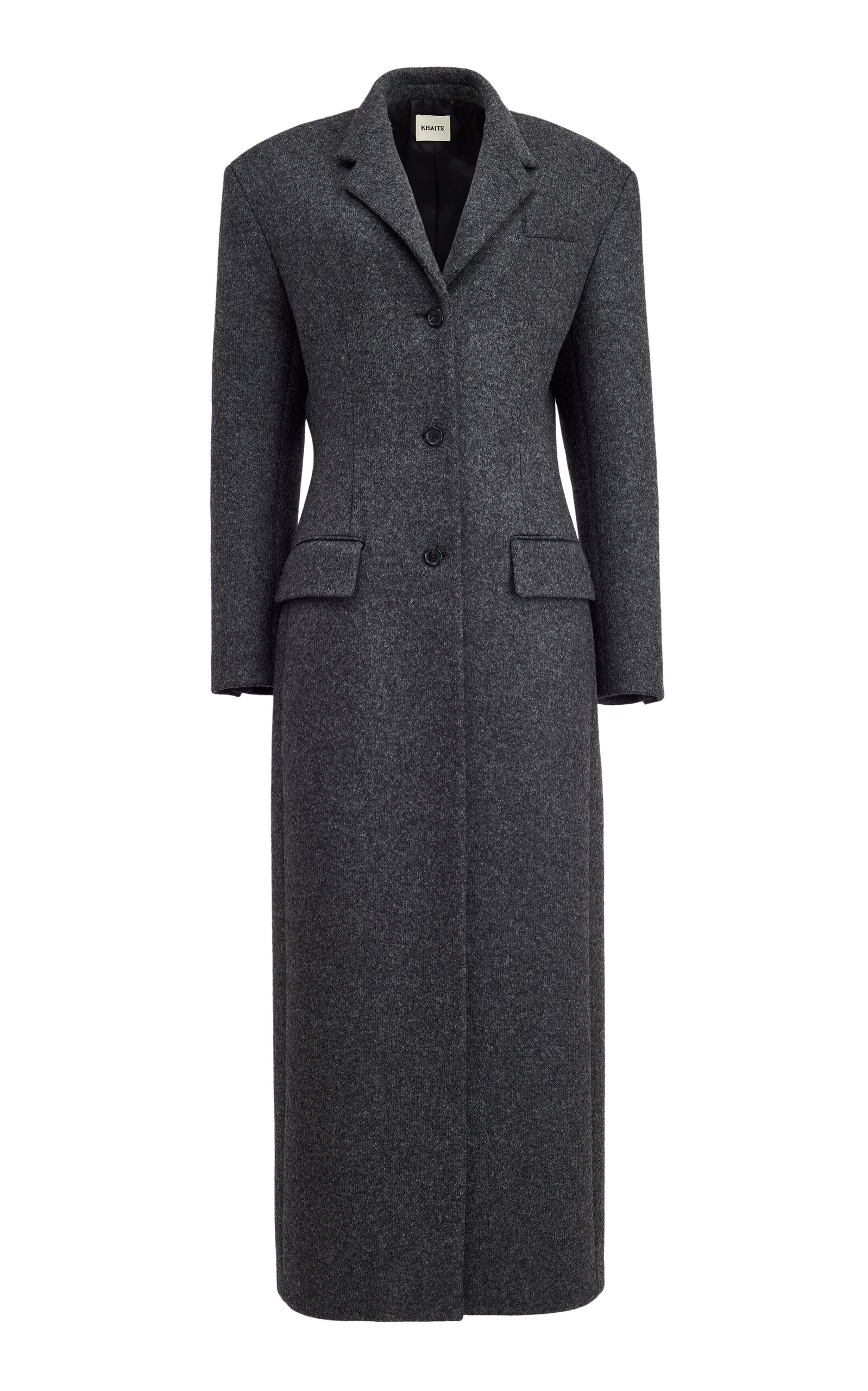 Shop Khaite Bontin Melange Wool Coat In Grey