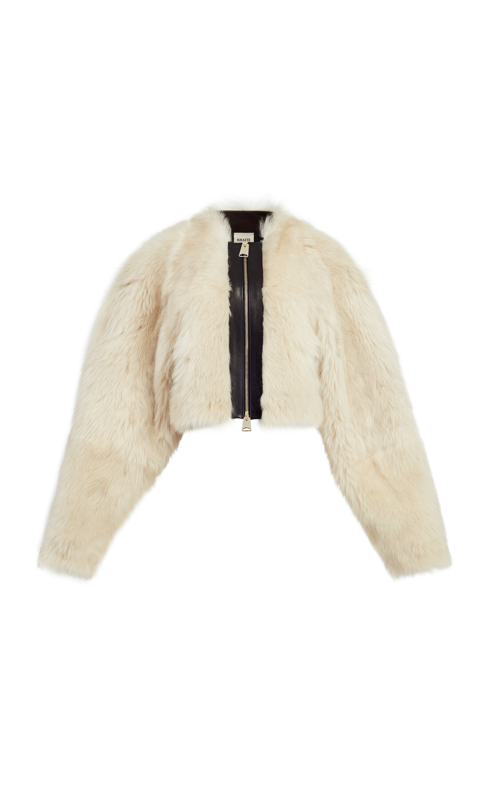 Shop Khaite Gracell Cropped Fur Jacket In Off-white