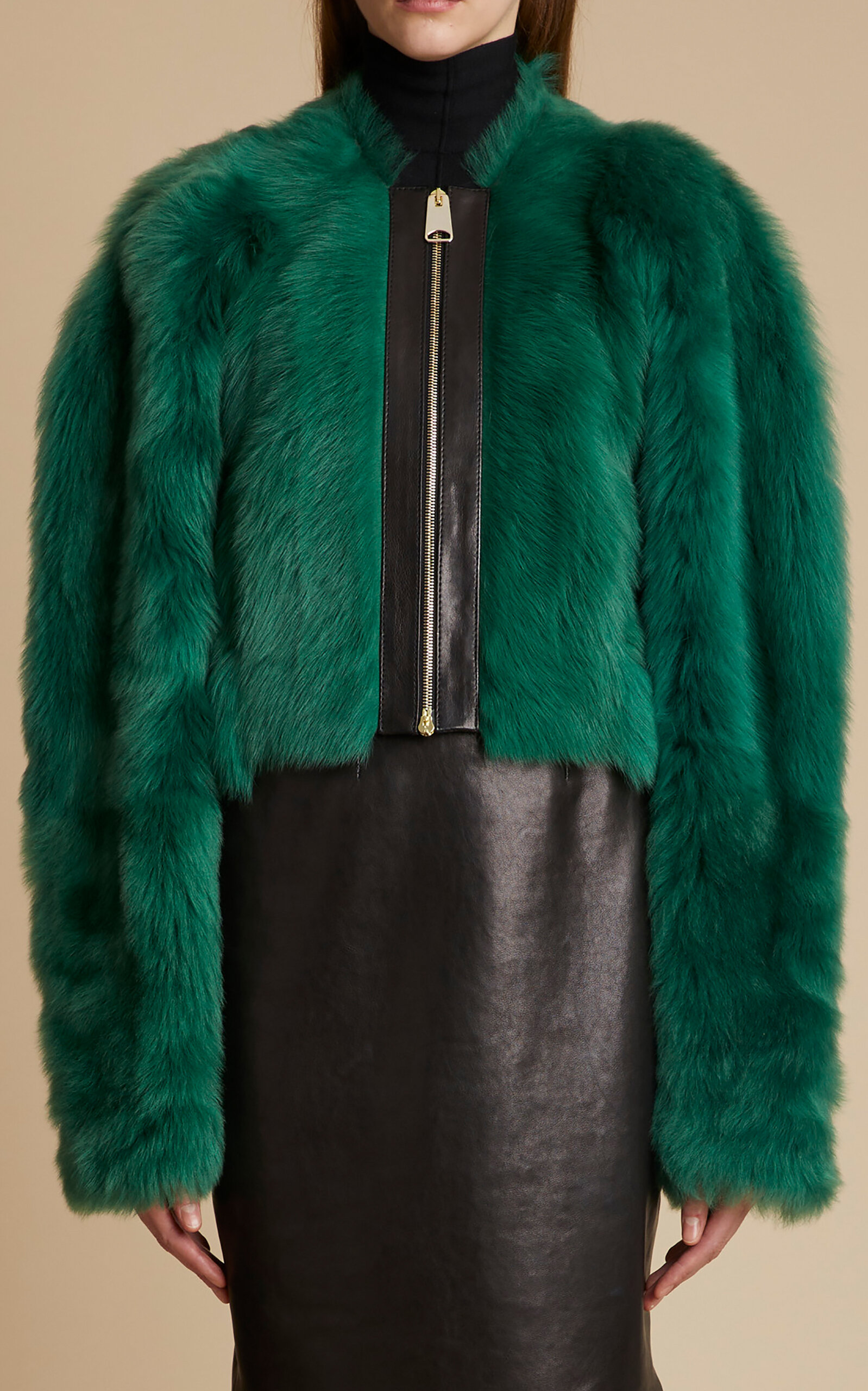Khaite Women's Gracell Cropped Fur Jacket In Green
