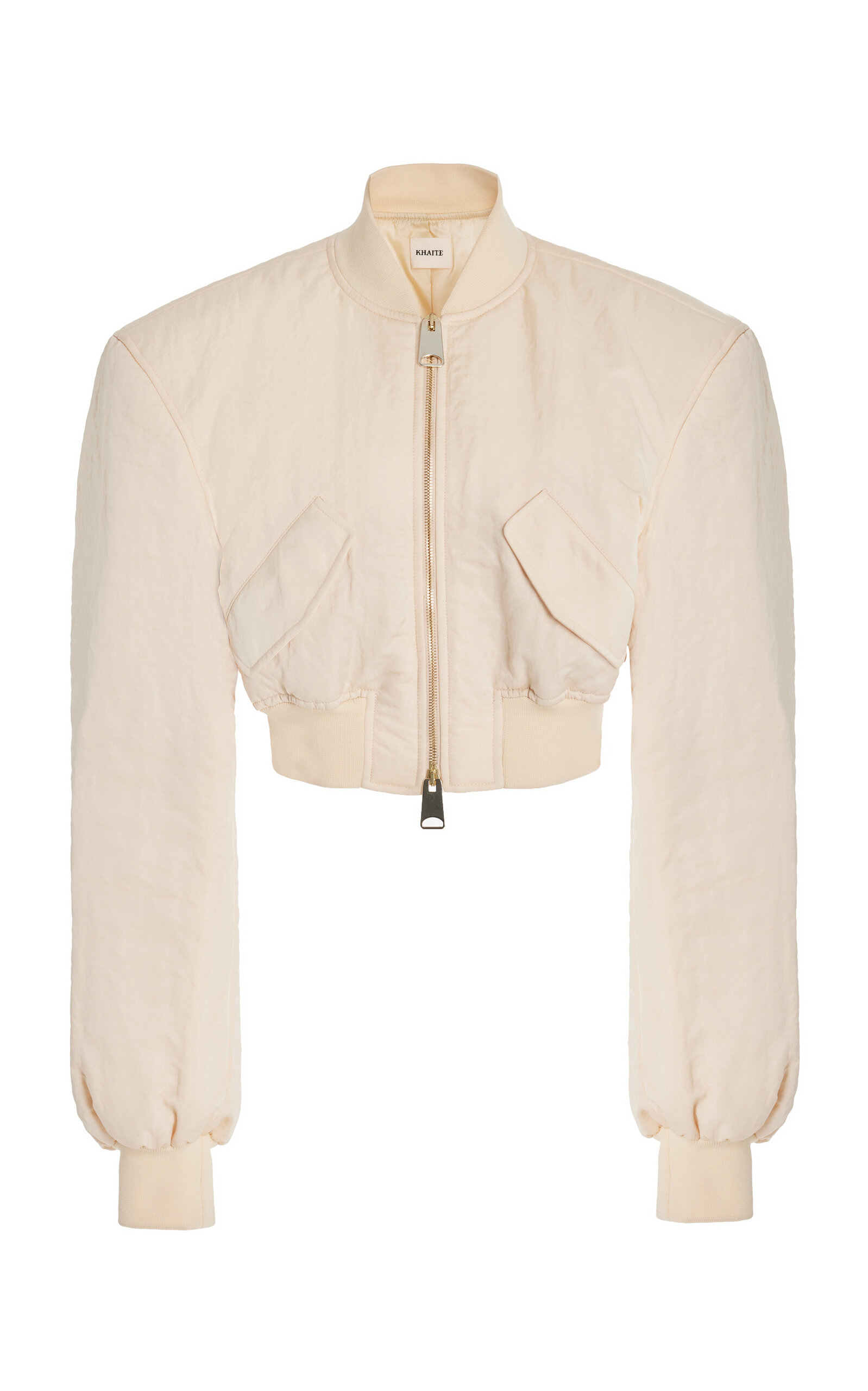 Khaite - Reggie Oversized Cropped Satin Bomber Jacket - Ivory - XS - Moda Operandi