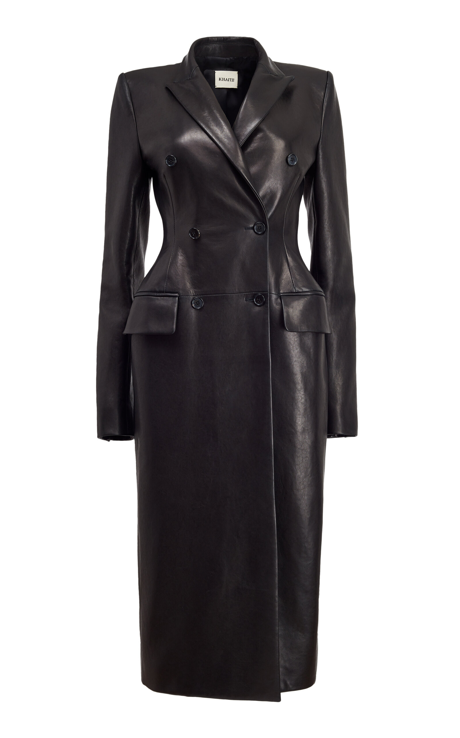 Khaite Carmona Leather-like Trench Coat In Black