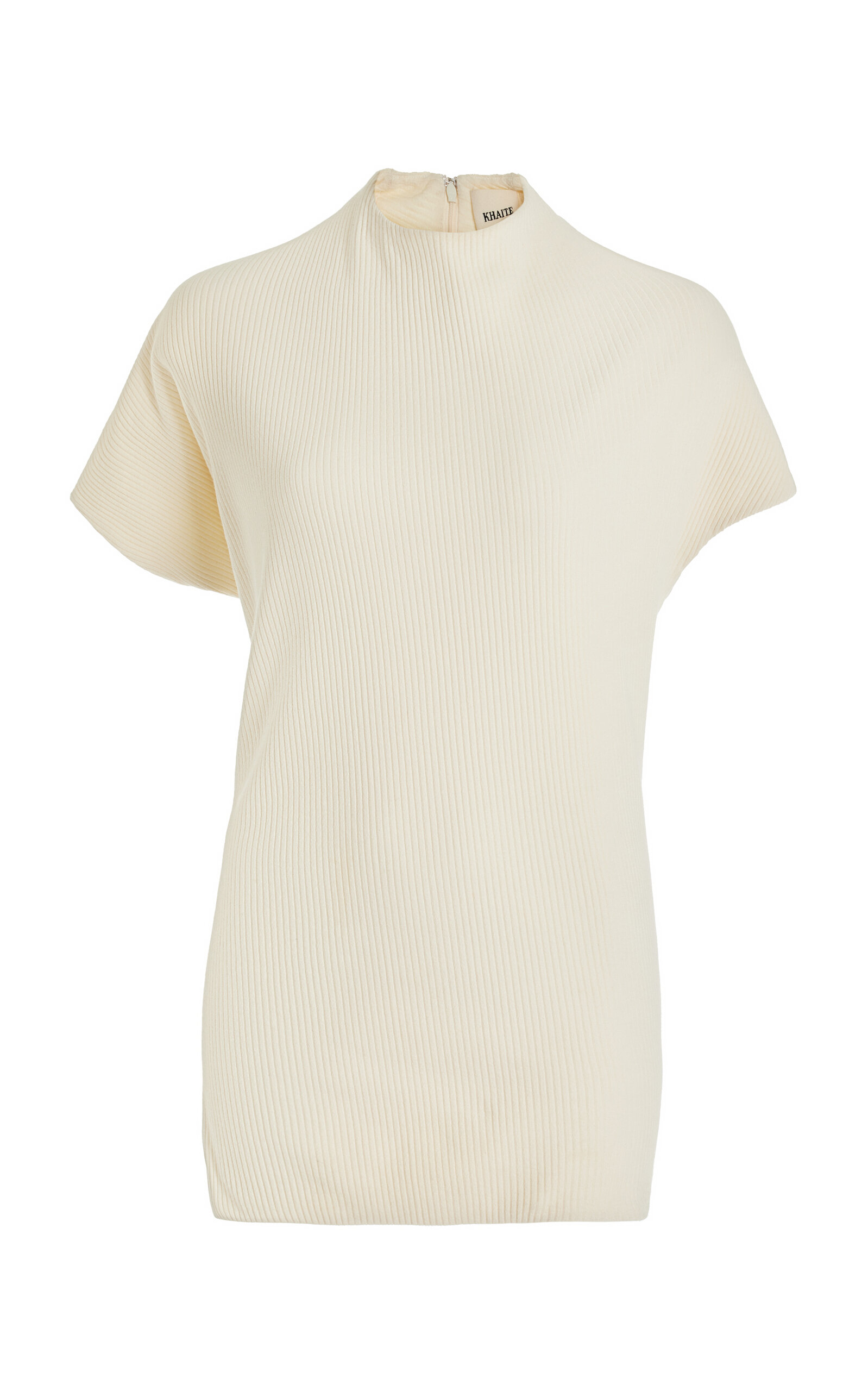Khaite Helene Ribbed-knit Cotton Top In Off-white