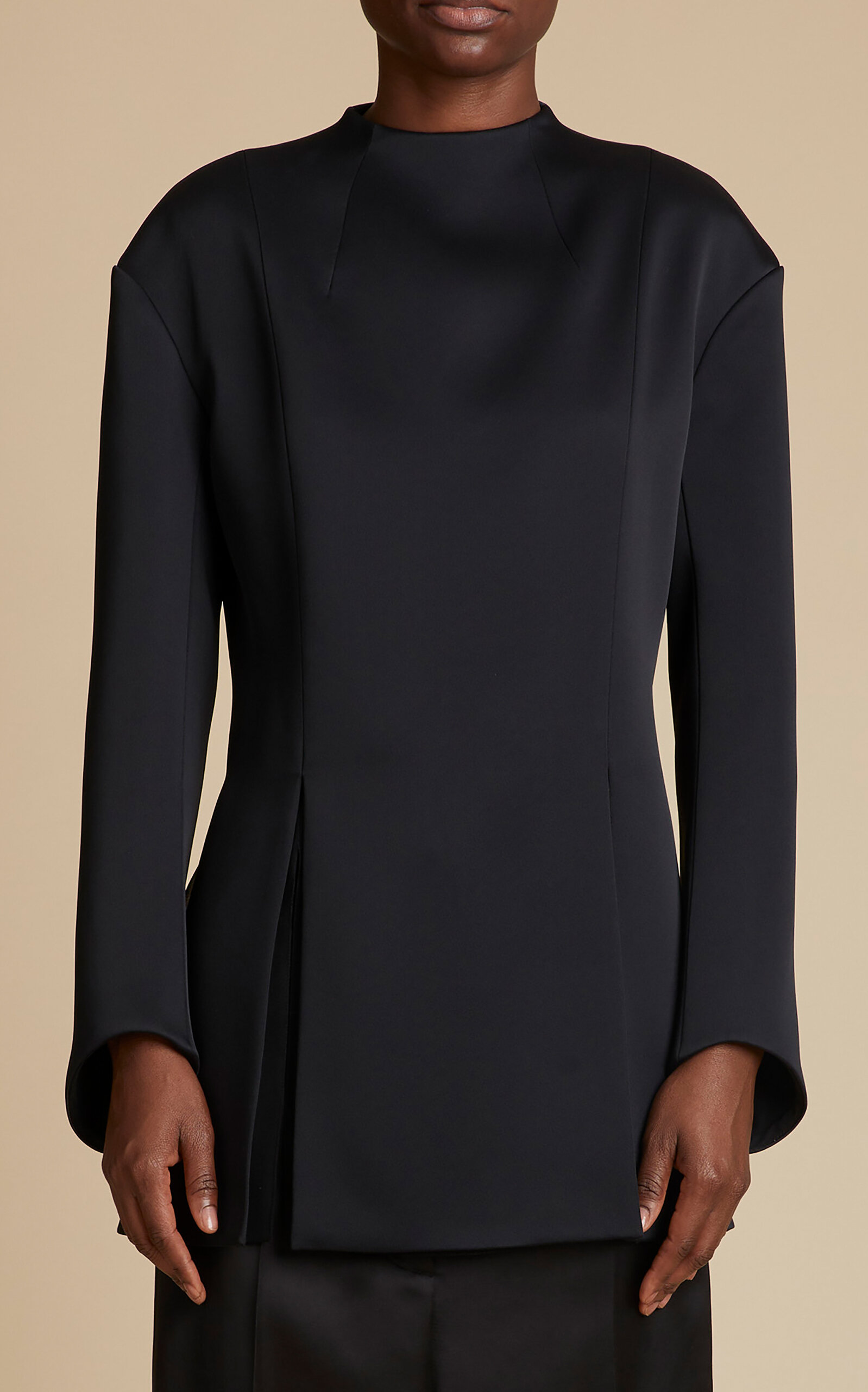 Khaite Mahni Crepe Satin Top In Black