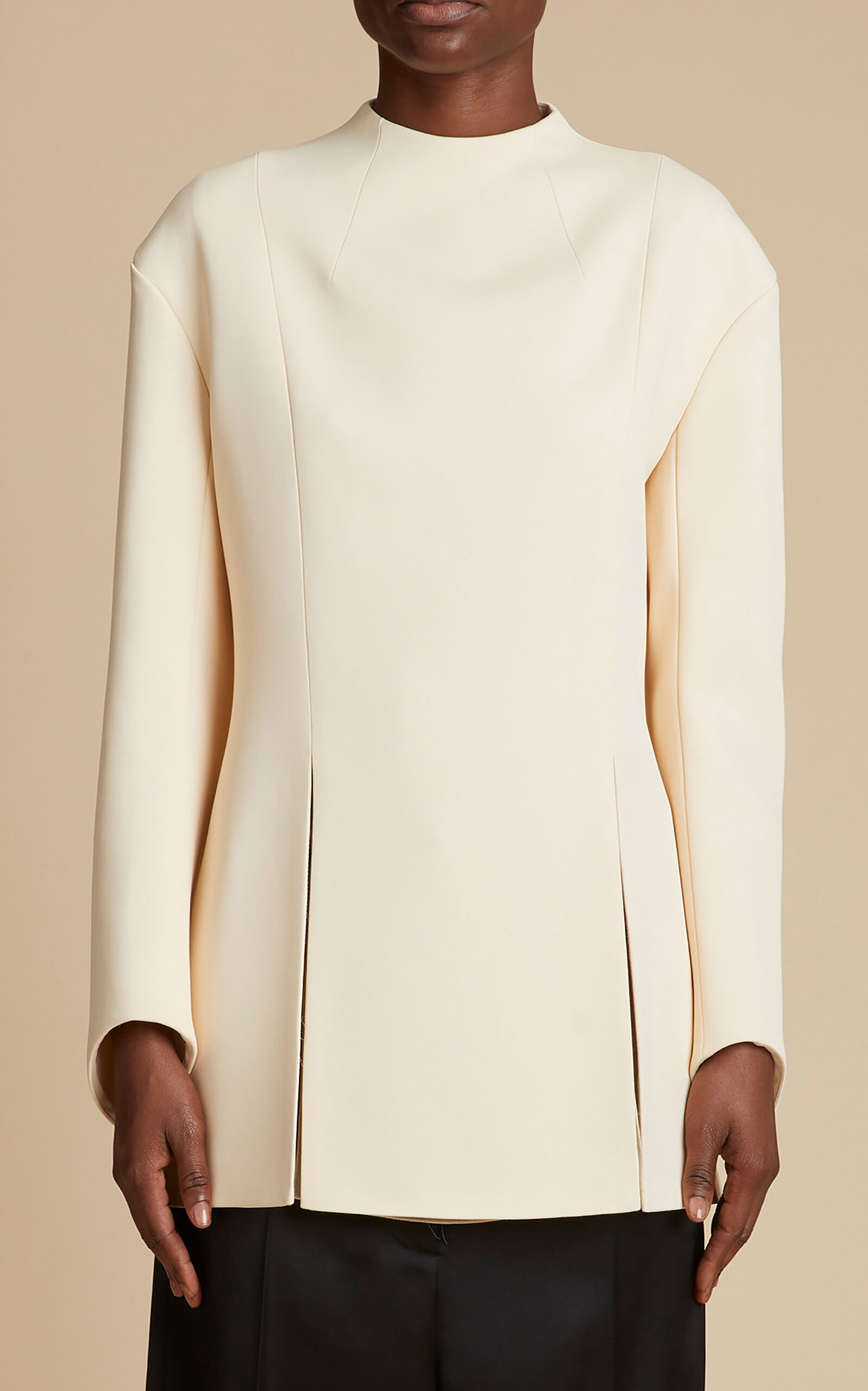 Khaite The Mahni Slit-detail Blouse In Bone