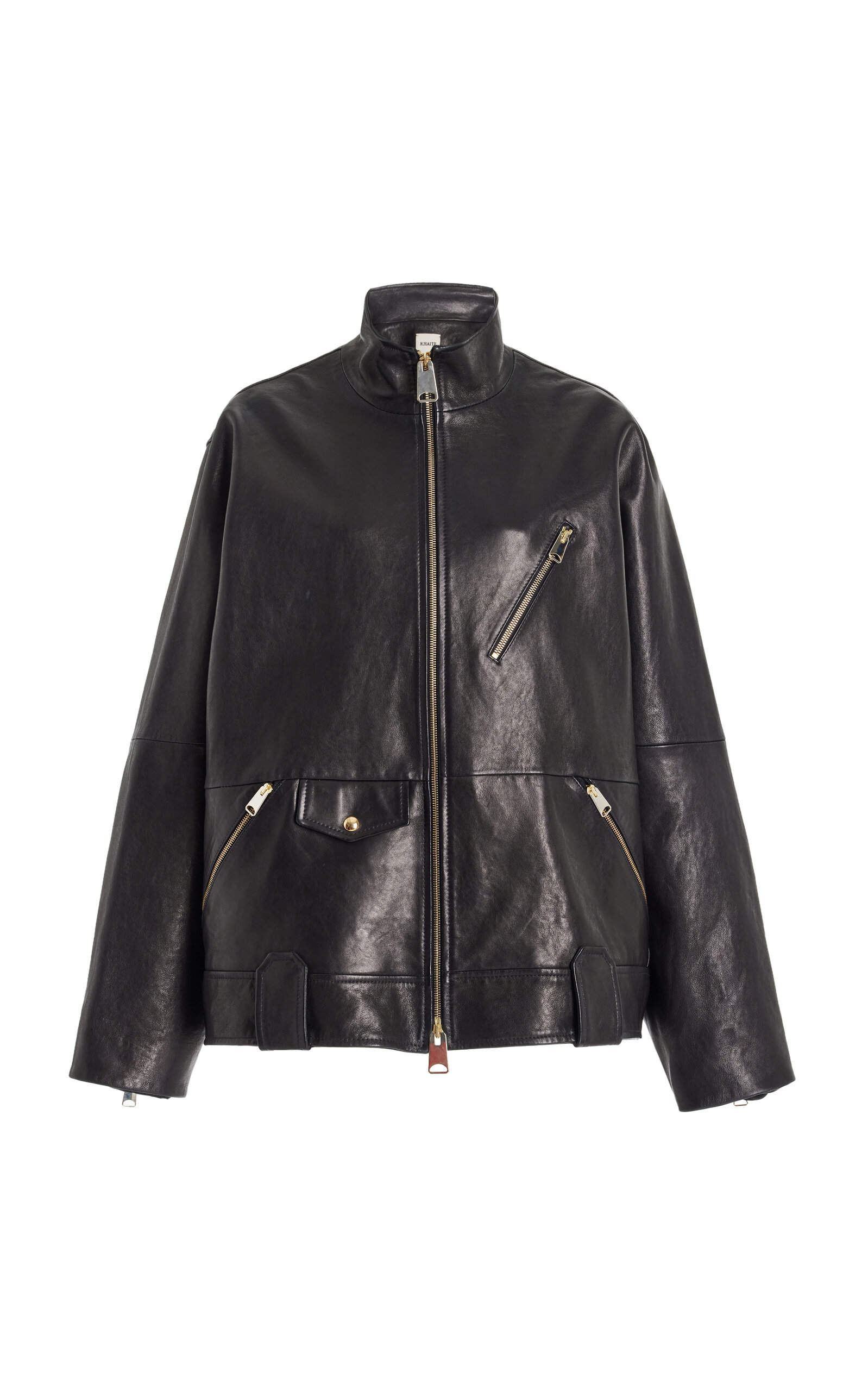 Shop Khaite Shallin Oversized Leather Jacket In Black
