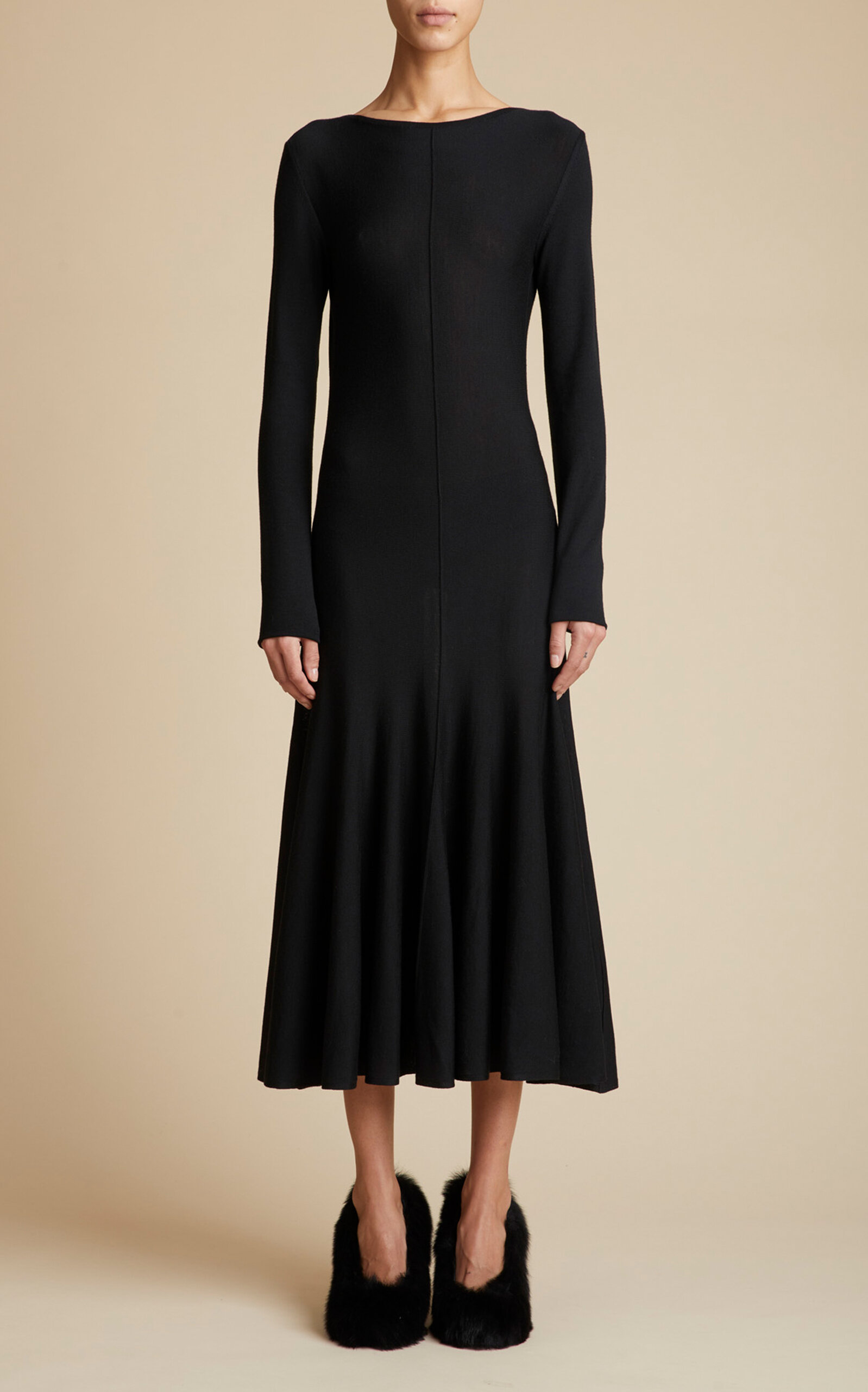 Khaite Women's Dany Merino Wool Knit Midi Dress In Black