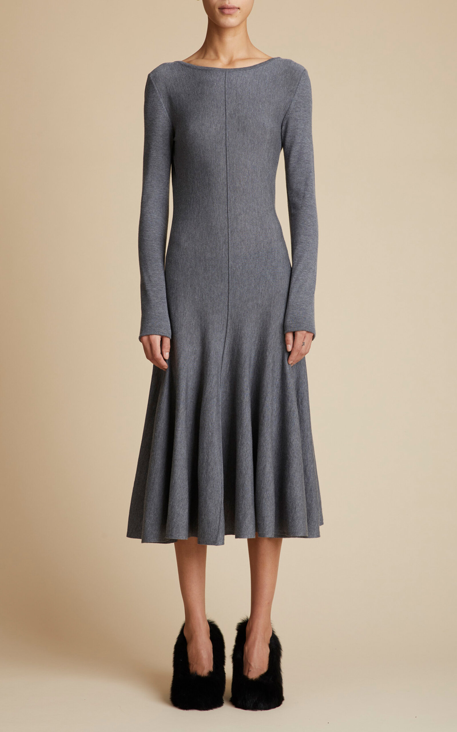KHAITE WOMEN'S DANY MERINO WOOL KNIT MIDI DRESS