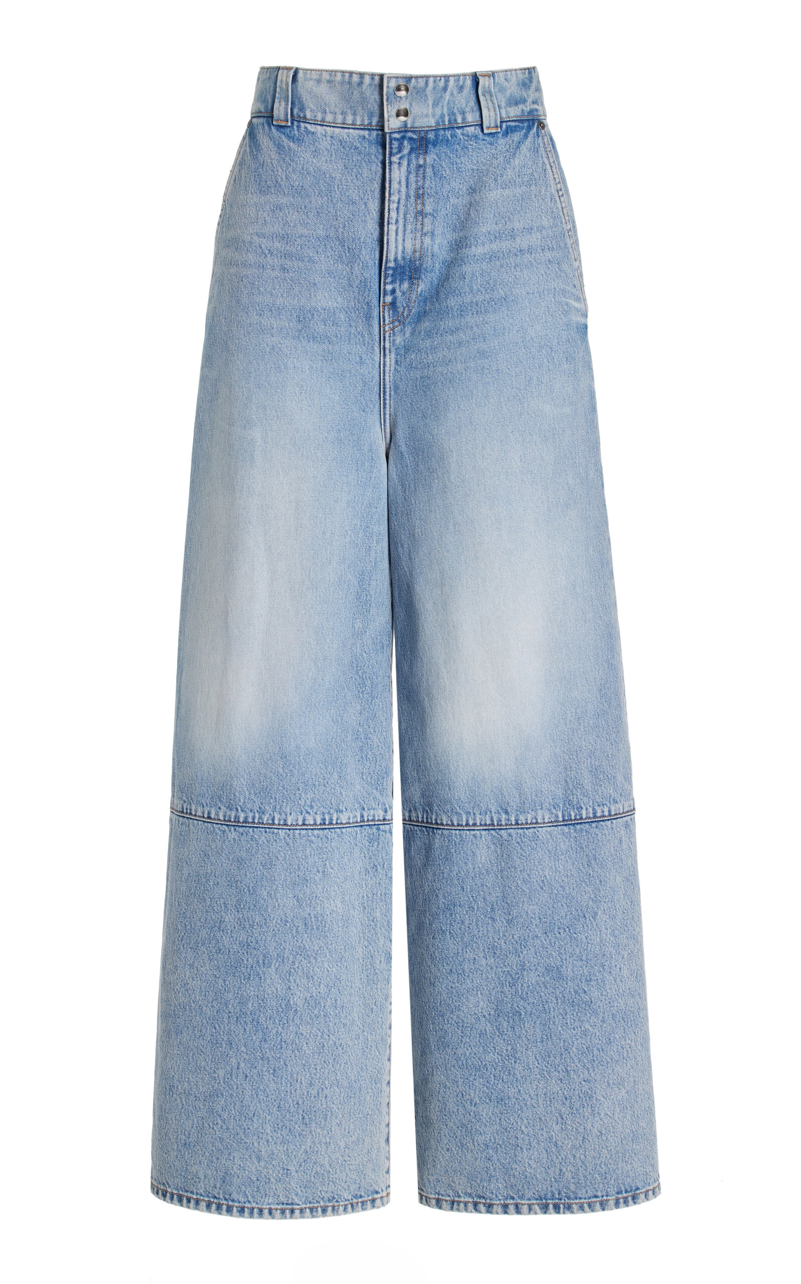 Shop Khaite Isla Rigid Mid-rise Wide-leg Jeans In Medium Wash