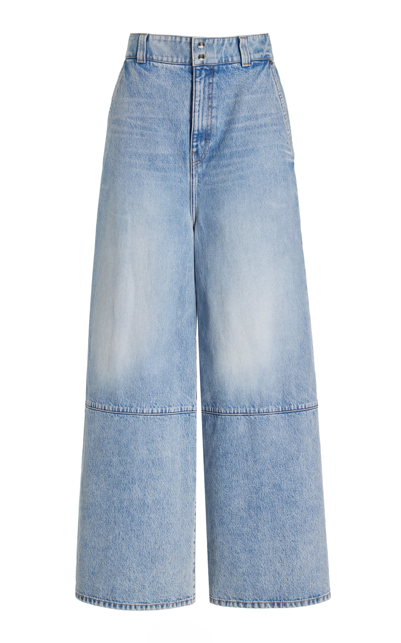 Khaite Isla Paneled High-rise Wide-leg Jeans In Medium Wash