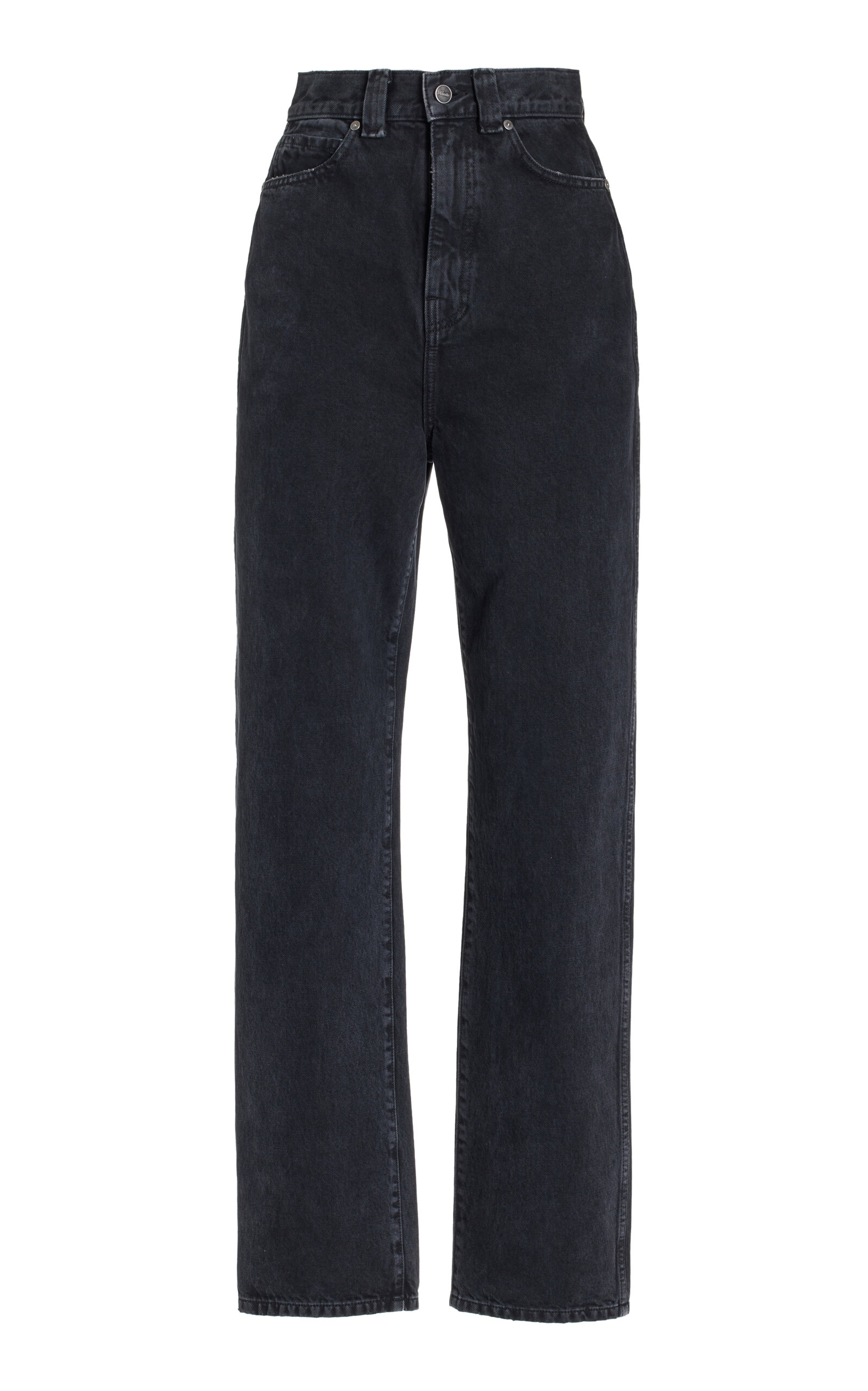 Shop Khaite Albi Rigid High-rise Straight-leg Jeans In Dark Wash