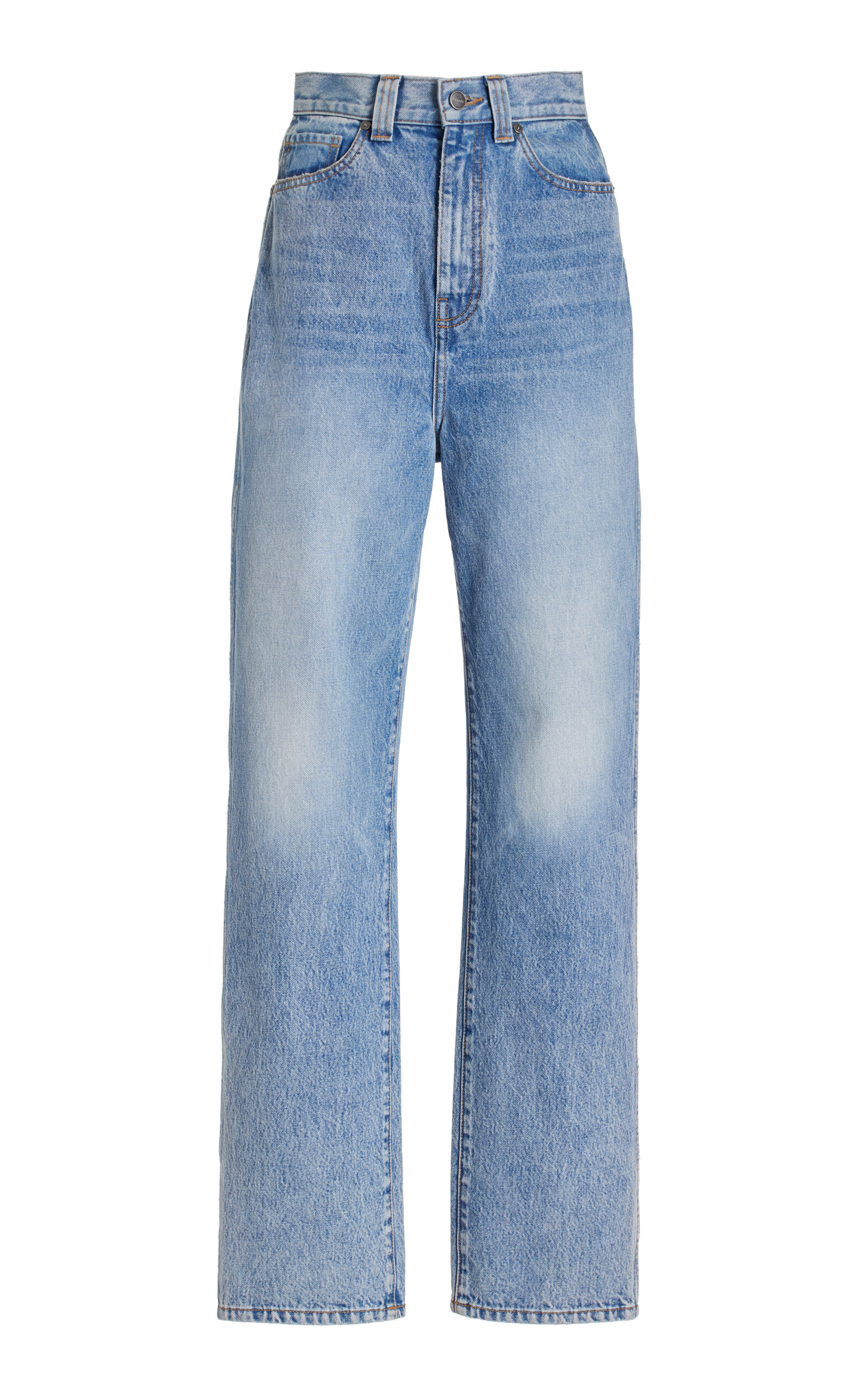 Khaite Albi Rigid High-rise Straight-leg Jeans In Medium Wash