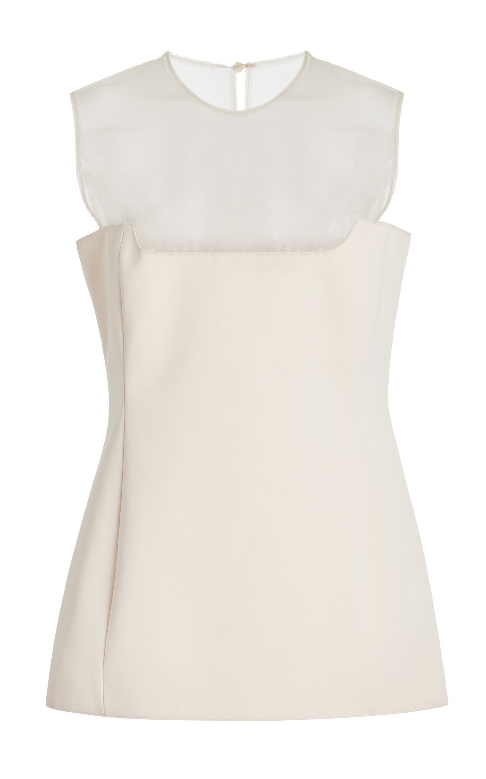 Khaite Sasmo Sleeveless Crepe And Mesh Top In Ivory