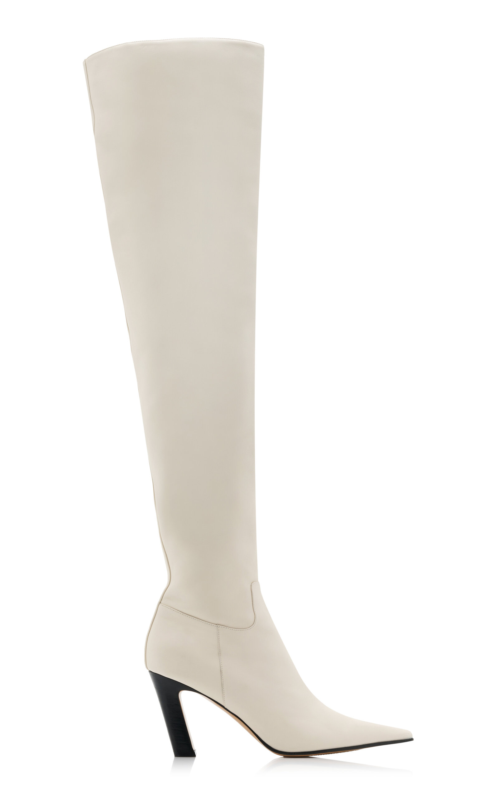 Khaite Marfa Over-the-knee Leather Boots In Ivory